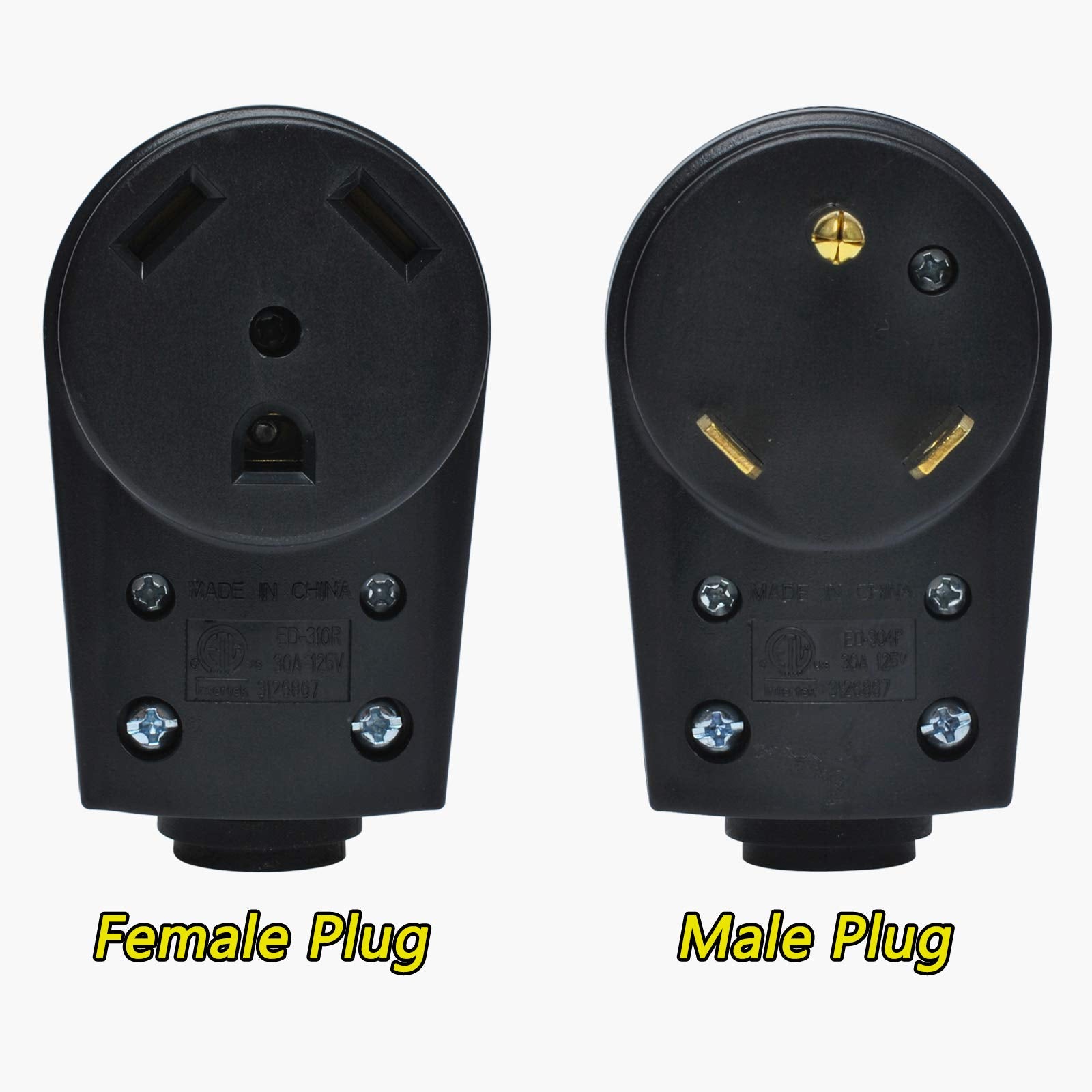 Wadoy 30 Amp Rv Plug Male And Female Plug Set {Upgraded } With Handle Receptacle Plug Electrical Plug Adapter 55245