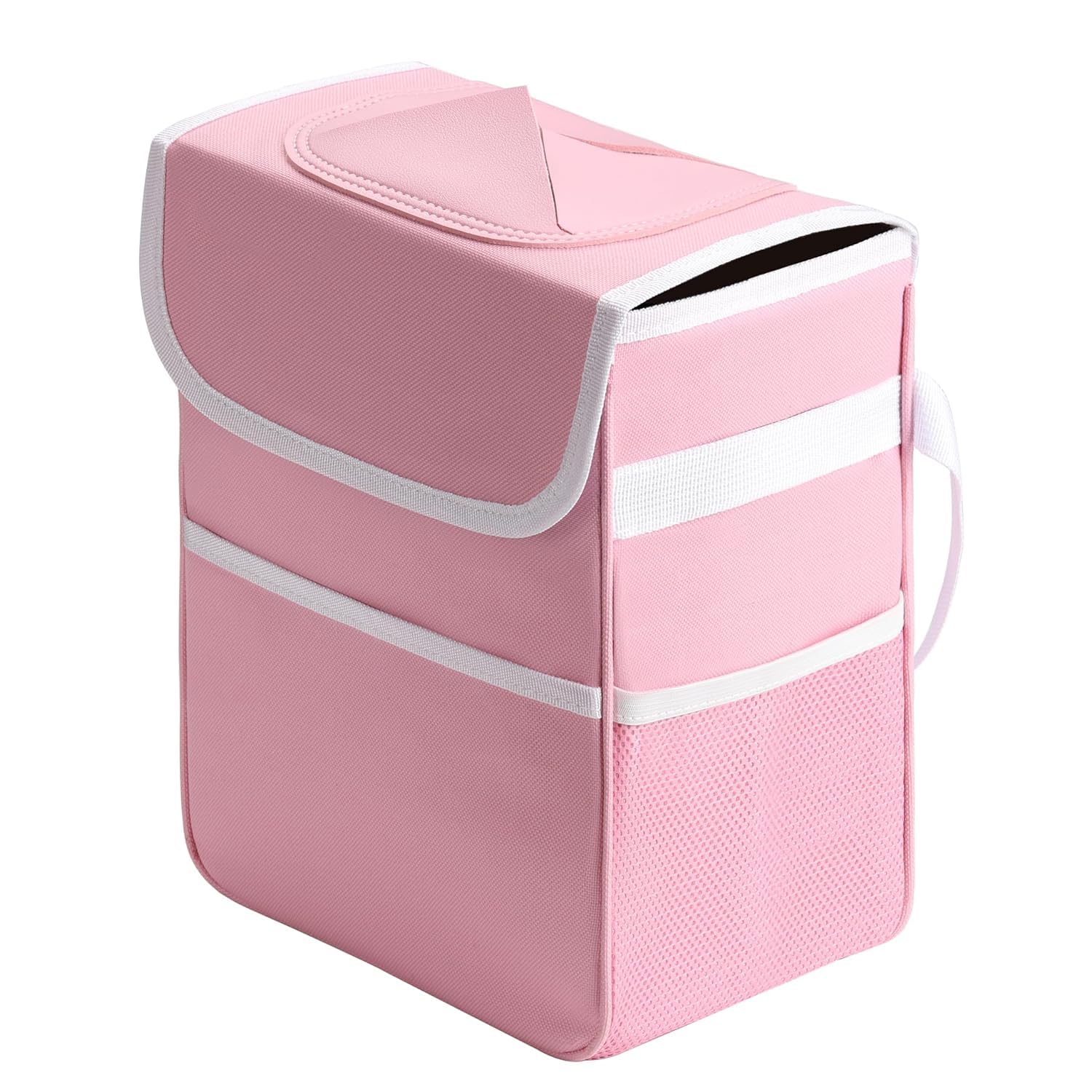 Simple Deluxe Car Trash Can with Lid and Storage Pockets, Multipurpose Garbage Bin with Adjustable Straps, Collapsible and Porta