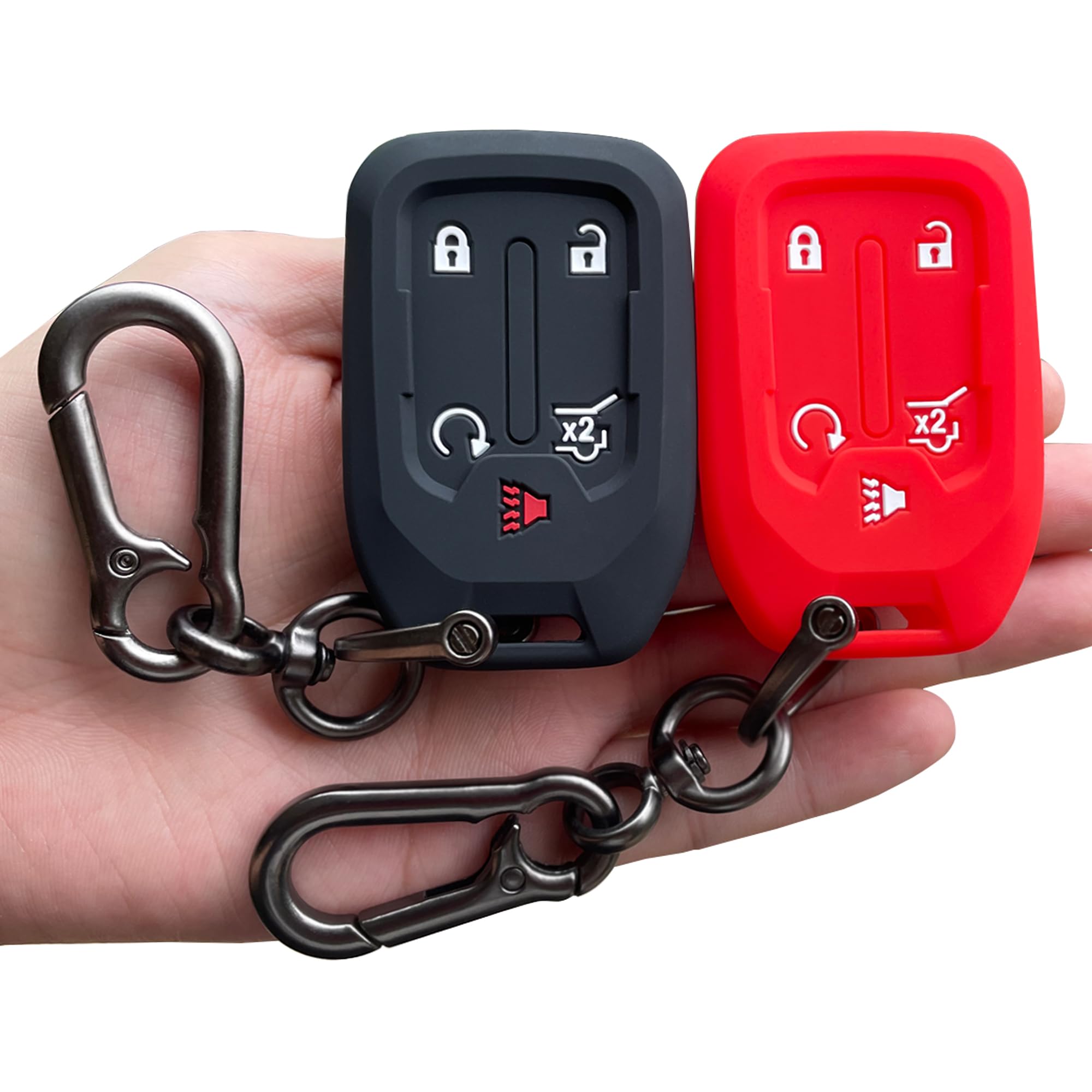 Tandrive Key Fob Cover For 2024-2017 Gmc Acadia Terrain Denali, Sierra Chevy Silverado, Silicone, Black And Red