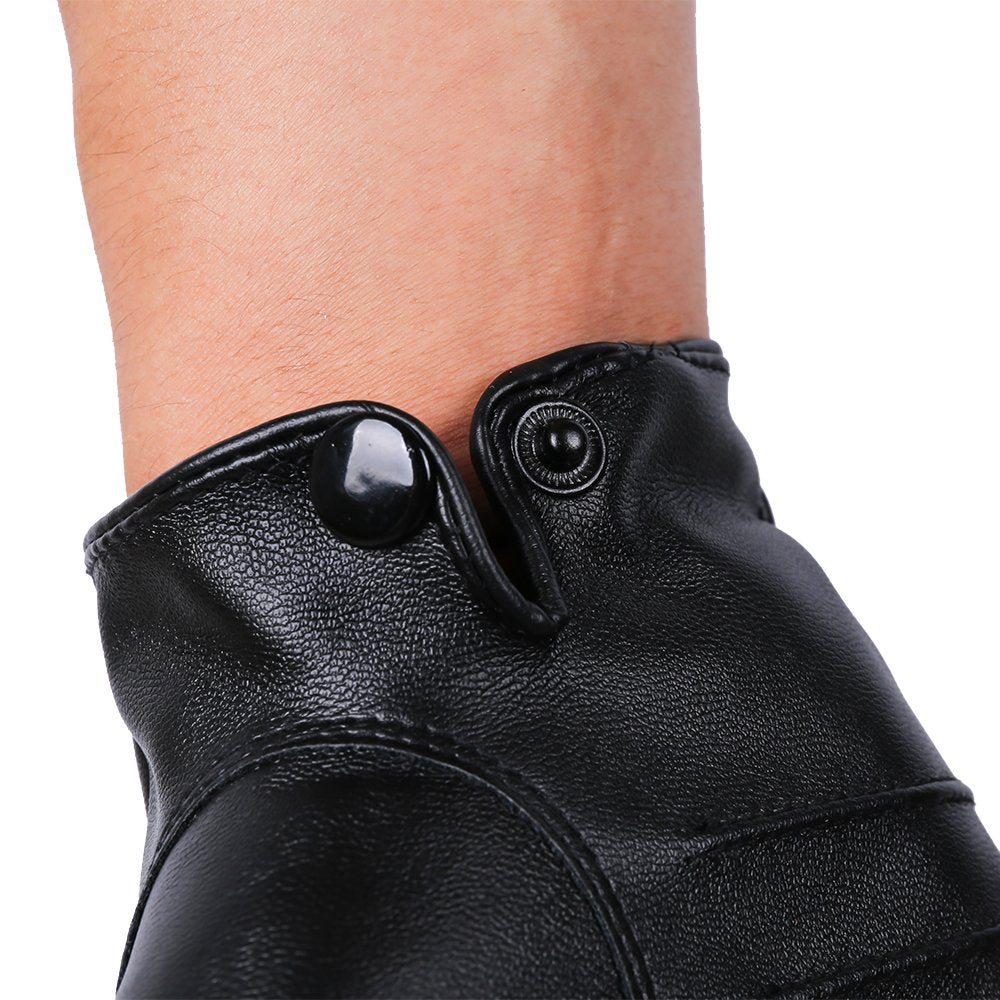 Jisen Men Pu Leather Punk Half Finger Snap Performance Gloves Z-Black