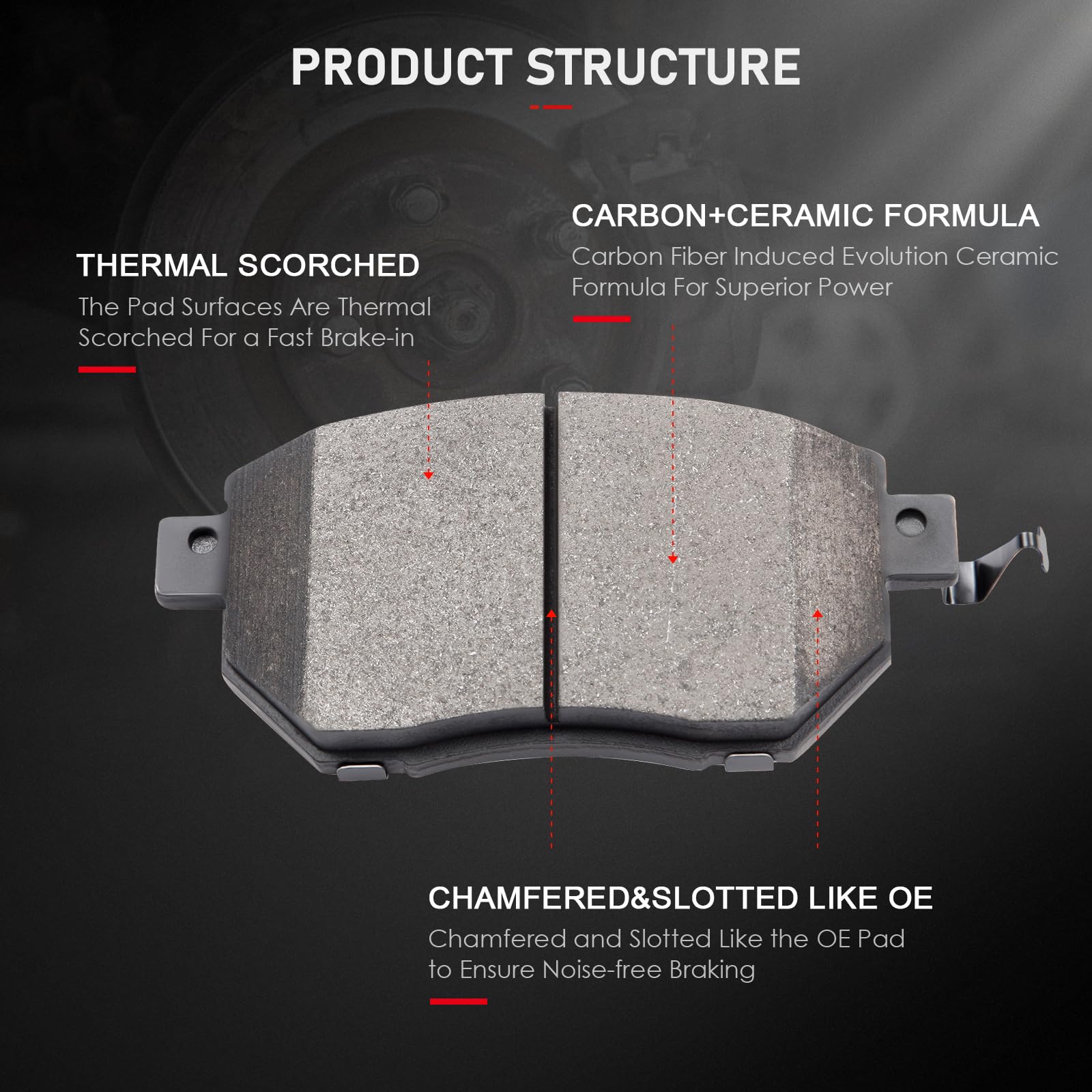 Cciyu D969 Ceramic Front Brake Pad Set - Fit For Infiniti Fx35, Fx45, Nissan Altima, Maxima, Murano