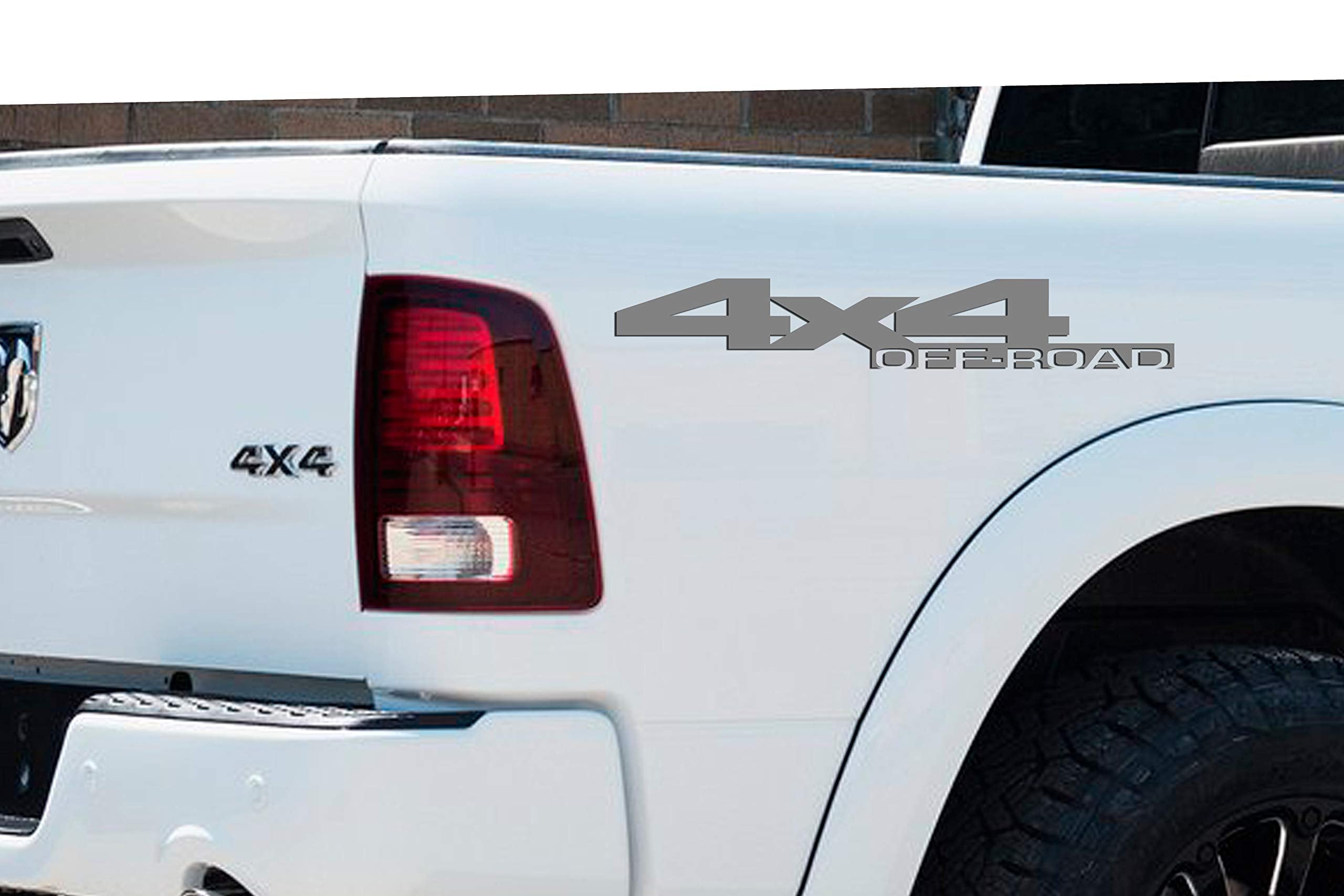 2 x Dark Grey 4X4 Off Road Single Color Vinyl Decals Fits Dodge Ram
