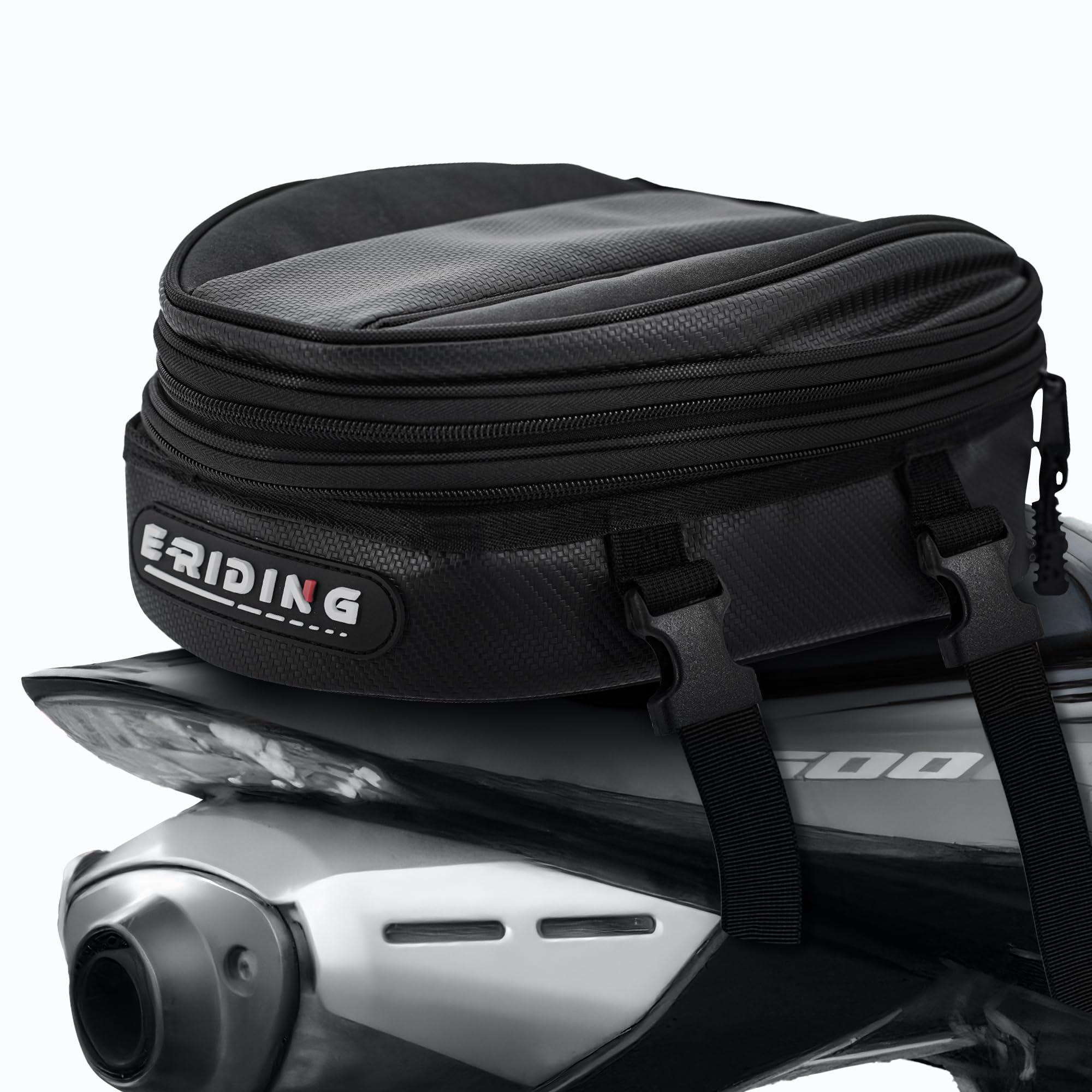 E-riding Motorcycle Tail Bag, 12L-15L Expandable Waterproof Motorbike Rear Seat Luggage Bag for Most Motorcycle Dirt Pit Street 