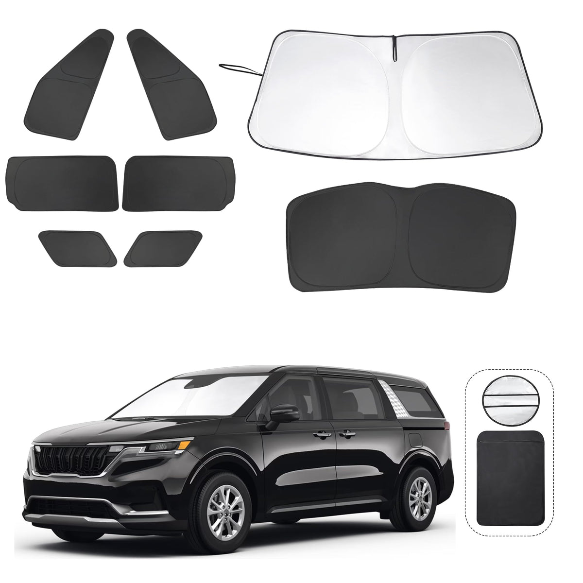 8Pcs Yycke Window Shades For Carnival 2022-2025 For Kia Accessories Car Side Full Windows Rear Triangular Windshield Sun Shade S