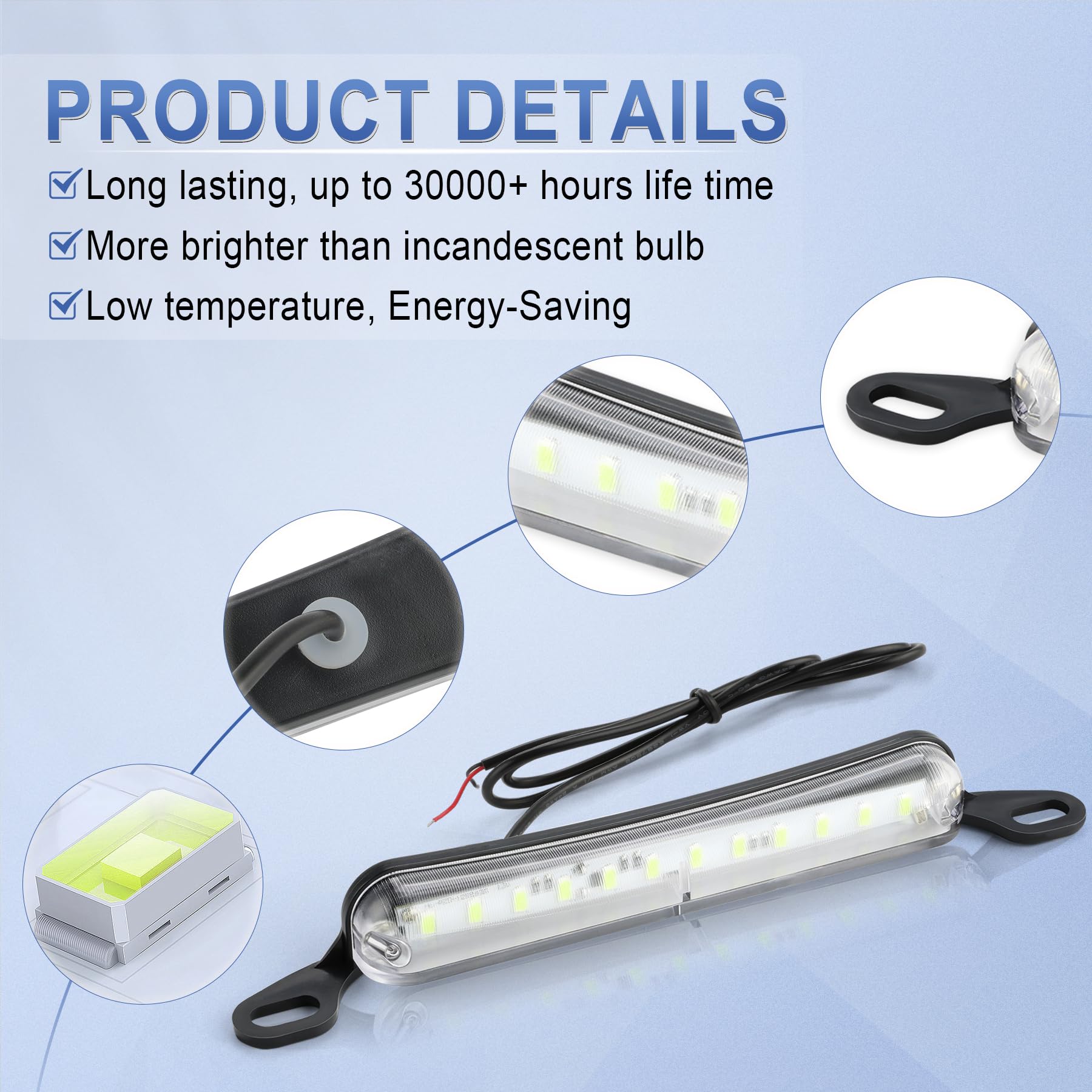 Livtee License Plate Light, Extremely Bright Led License Plate Lights Assembly For Trailer Utv Atv Truck Rv Boat, Ice Blue