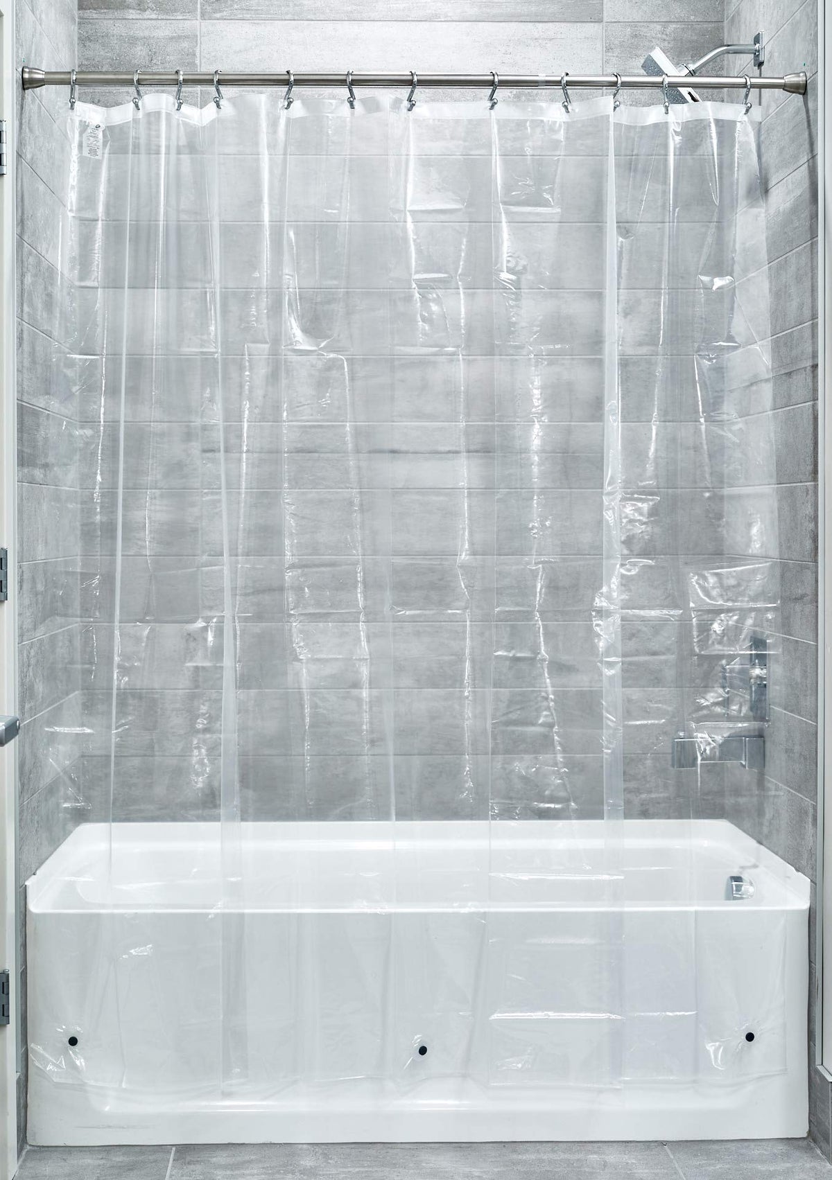Idesign Vinyl Shower Curtain, Water-Repellent Bath Liner With Magnets For Master Bathroom, Kid'S Bathroom, Guest Bathroom, 72" X 72", Clear