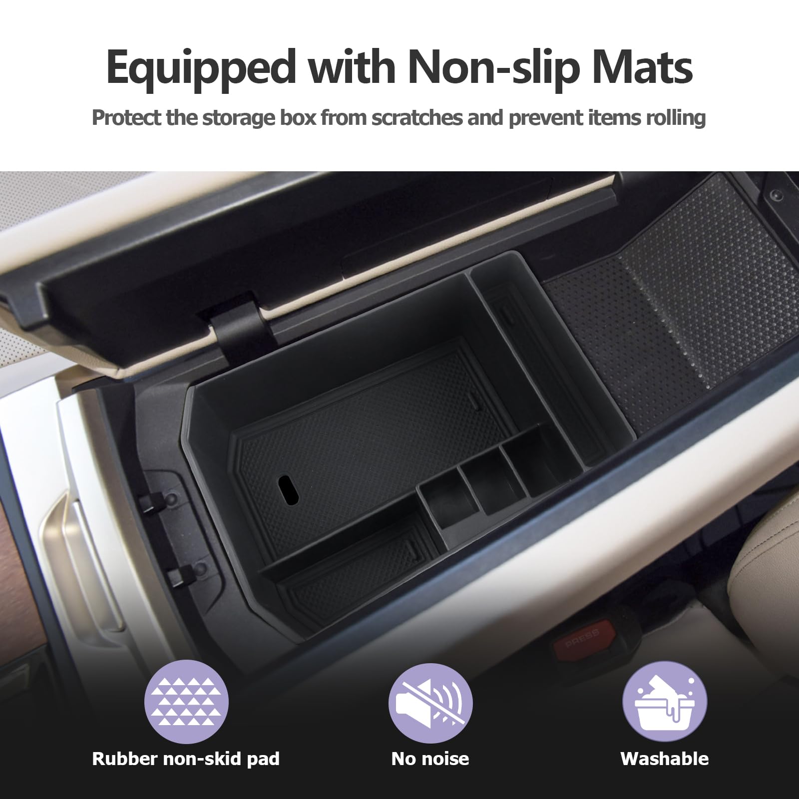 LUWU for 2025 2026 BMW iX Center Console Organizer 2022-2026 BMW iX xDrive45 xDrive60 M70 Armrest Storage Box Armrest Organizer