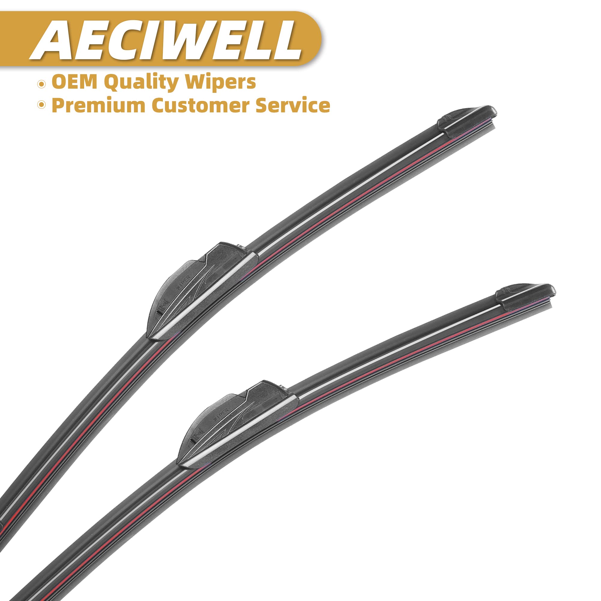 Aeciwell Windshield Wipers Oem Quality 24' + 19' Premium All-Season Wiper Blades Automotive Replacement Windshield Wiper Blades For U/J Hook (Set Of 2)…