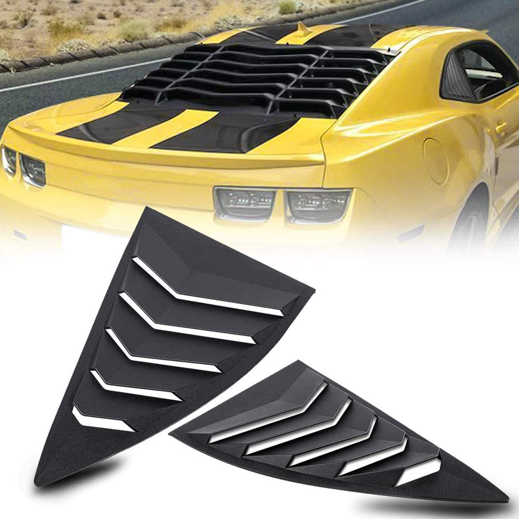 Cumart Side Window Louvers Windshield Sun Shade Cover Lambo Style Matte Black Compatible With Chevrolet Chevy Camaro 2010 2011 2
