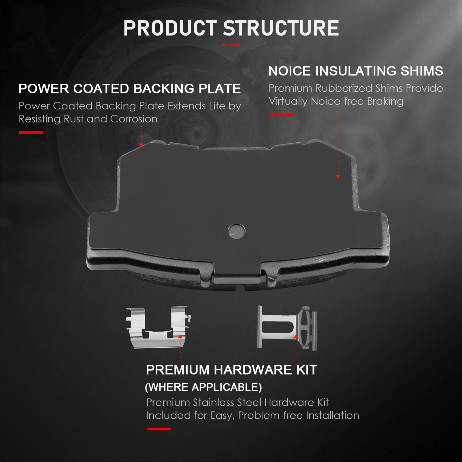 Cciyu D537 D787 8Pcs Front & Rear Ceramic Brake Pads Kits 2004-2008 For Acura Tsx, 2003-2007 For Honda Accord