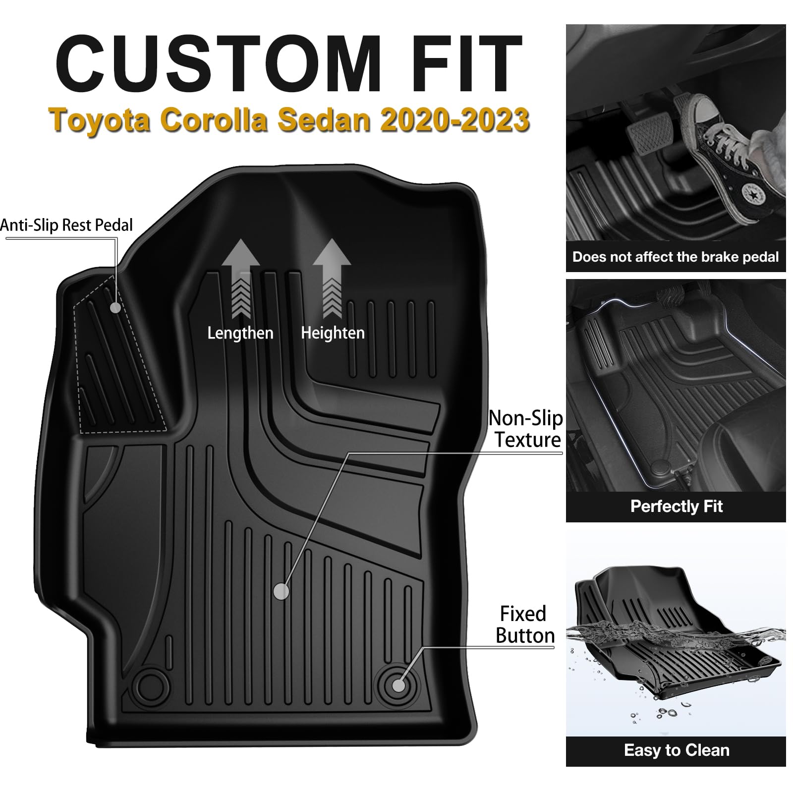 2025 Automotive Floor Mats & Cargo Liners Compatible With 2020 2021 2022 2023 2024 Toyota Corolla Floor Mats & Trunk Mat Set, Al