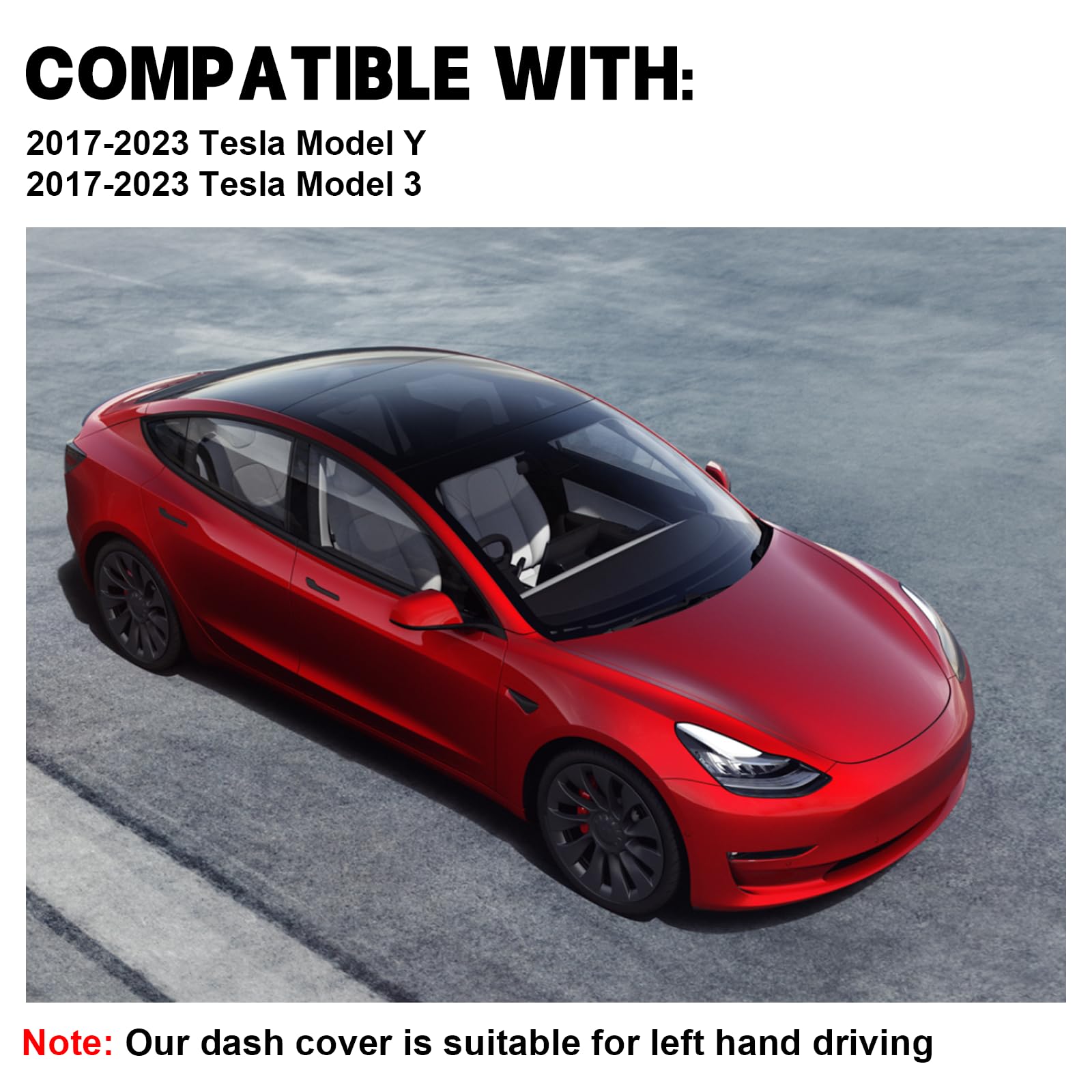 Speedwow Dashboard Dash Board Cover Mat Carpet Compatible With 2017-2023 Model 3/Y