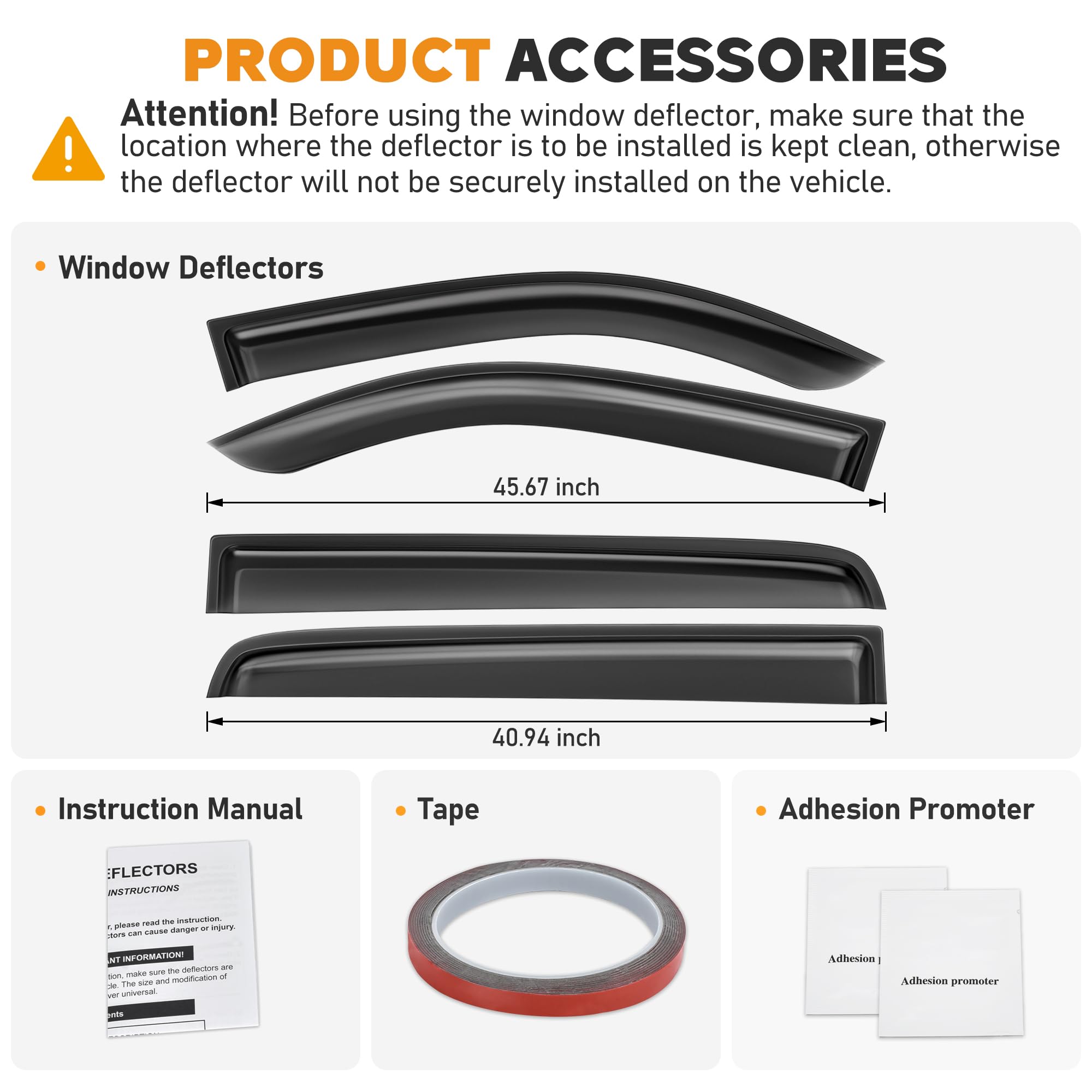 Hope You Ready Shatterproof Tape-On Window Rain Guards Fit For 2014-2021 Toyota Tundra Crewmax Cab, Extra Durable Window Deflect