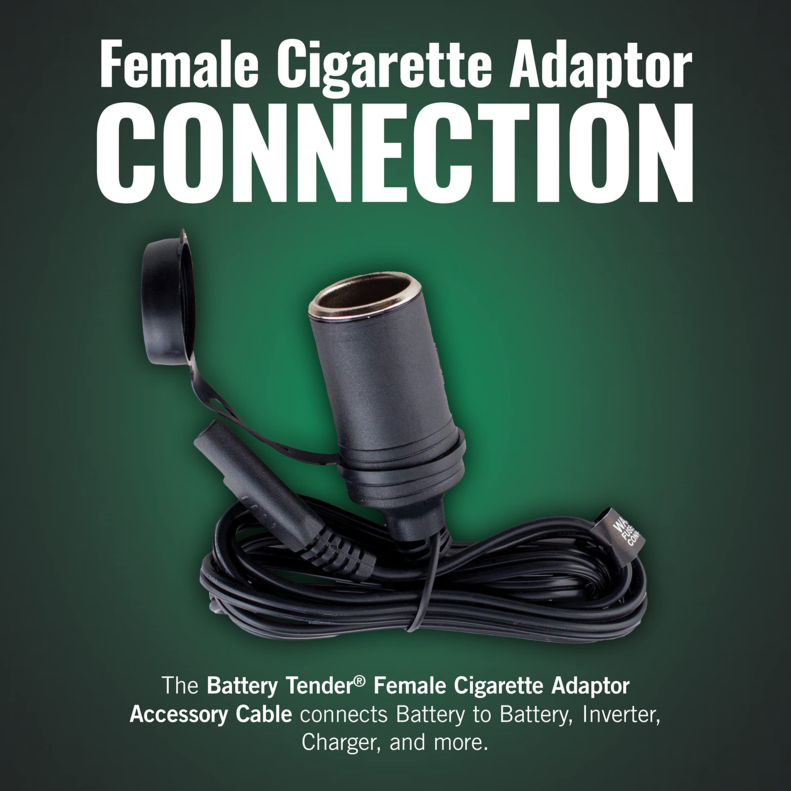 Battery Tender Female Cigarette Adapter Accessory Cable - 12 Volt Lighter Socket With 5 Foot Charging Cable For Battery To Batte