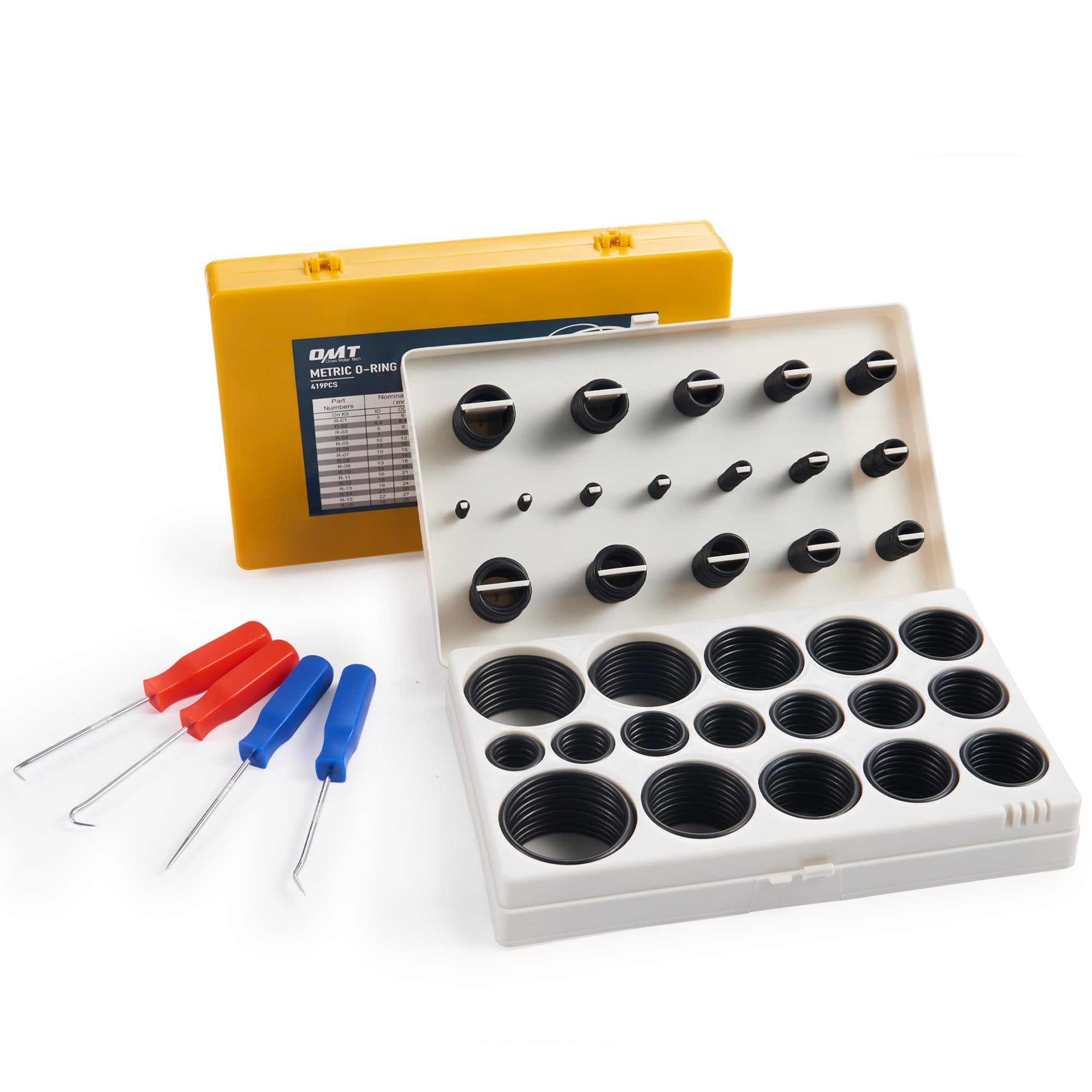 ORION MOTOR TECH 826pc Universal O Ring Assortment Kit in 32 Sizes, SAE and Metric O Ring Kit for Plumbing Automotive Faucet Rep