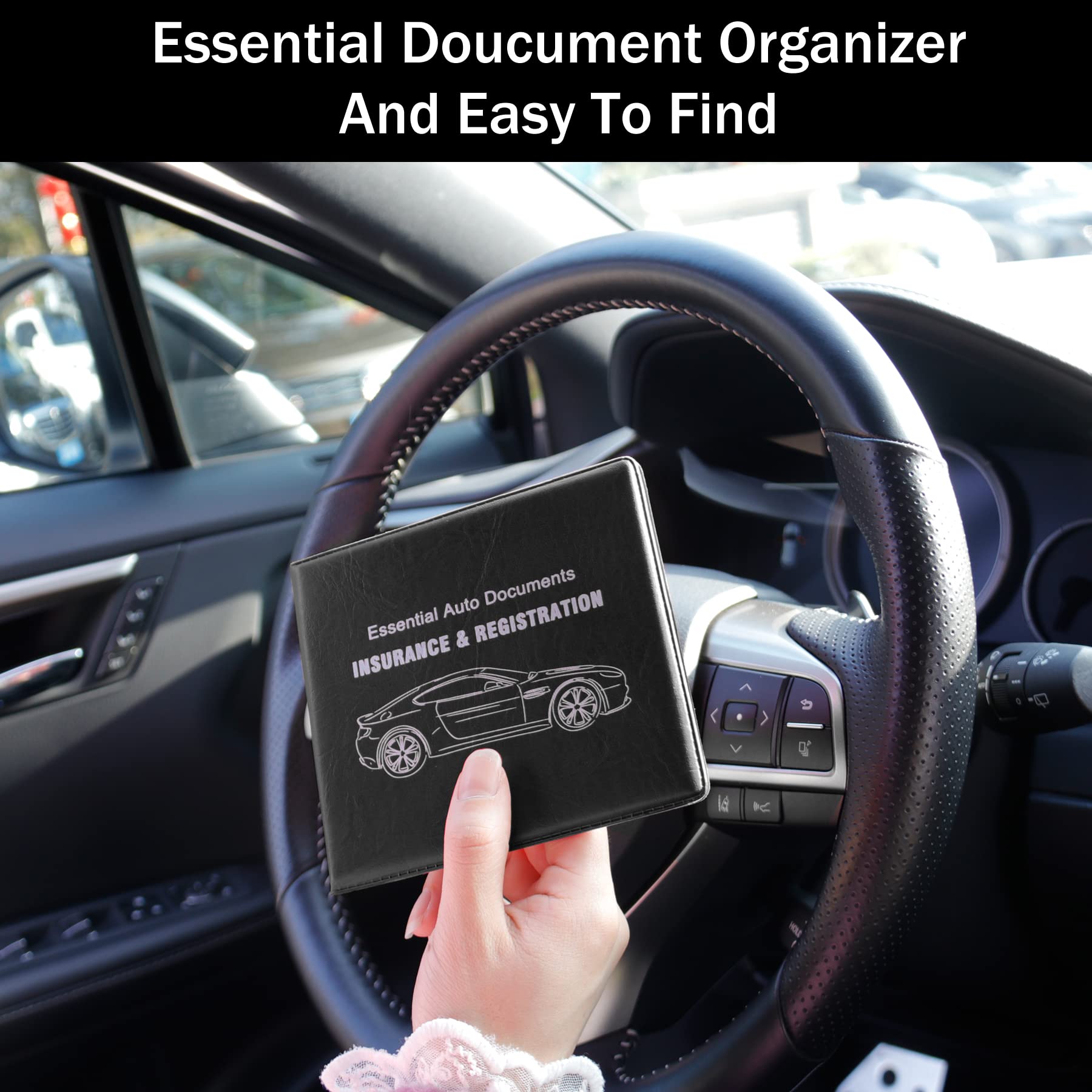 Uyye Car Registration And Insurance Card Holder, Vehicle Glove Box Car Organizer, Interior Car Accessories For Documents, Cards,