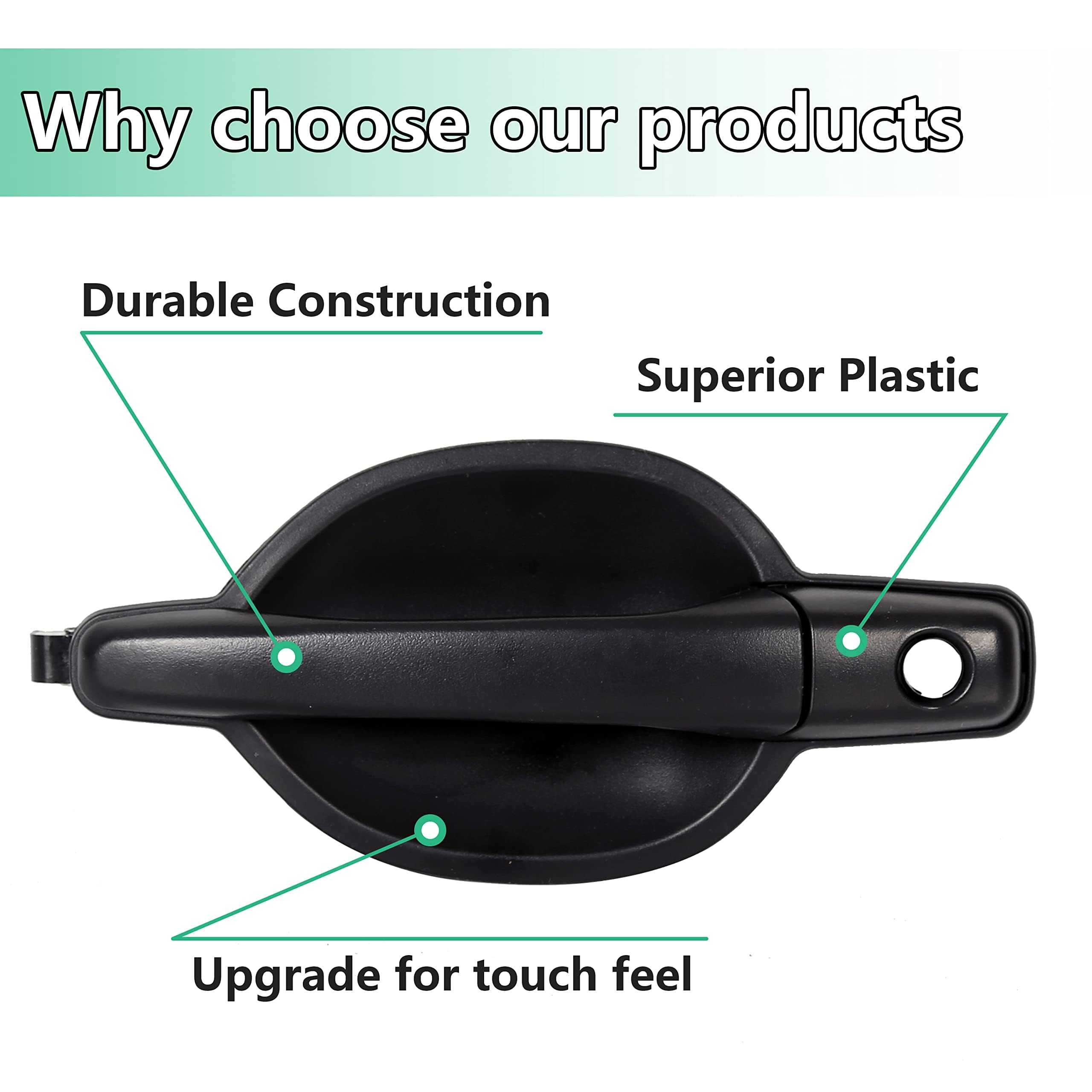 Ecotric Outside Door Handle Black Textured Compatible With 2004-2011 Mitsubishi Endeavor Replacement For Mr987491 (Front Left)