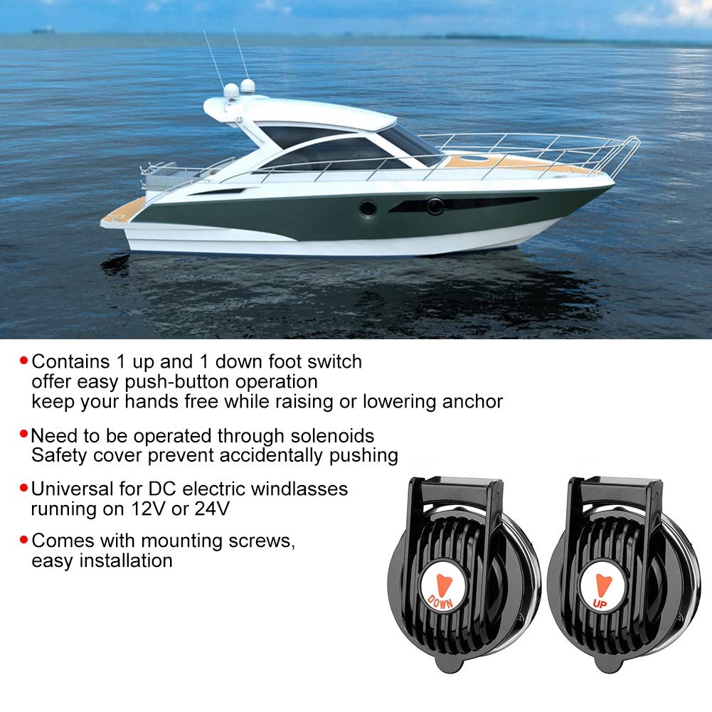Aramox Foot Switch, 1 Pair Marine Universal Foot Switch Up And Down Boat Ship Anchor Winch Switches Dc 12 V/24 V