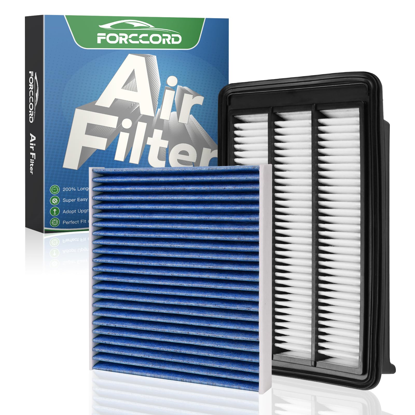 Forccord Engine & Cabin Air Filter Kit Fit for Honda Civic 1.5L 2016 2017 2018 2019 2020 2021 Activated Carbon Cabin Filter Repl