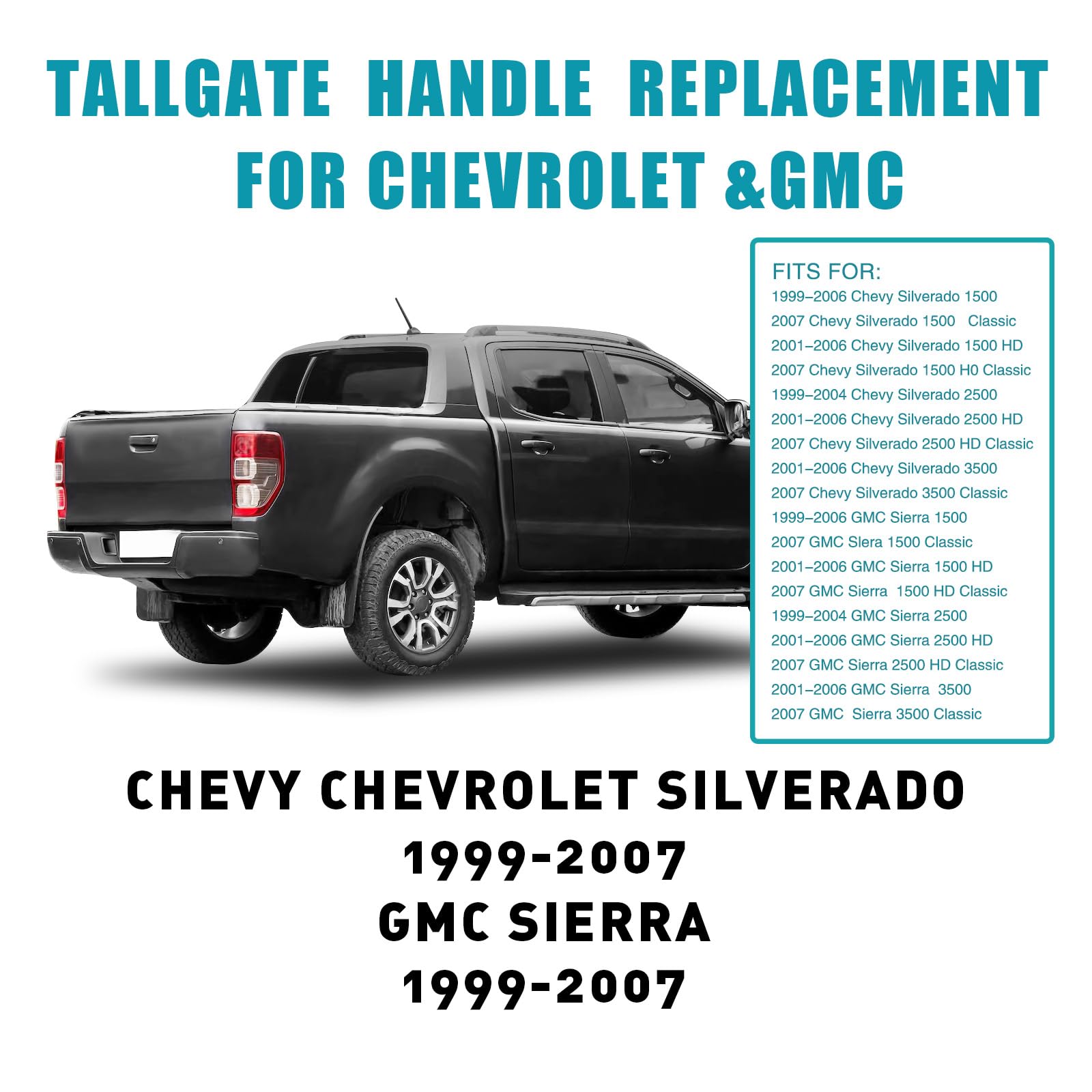 Dunhil Tailgate Tail Gate Handle & Bezel For Chevy Silverado Gmc Sierra 1500 1500Hd 2500Hd 2500 3500 1999-2007, 15997911 1522853