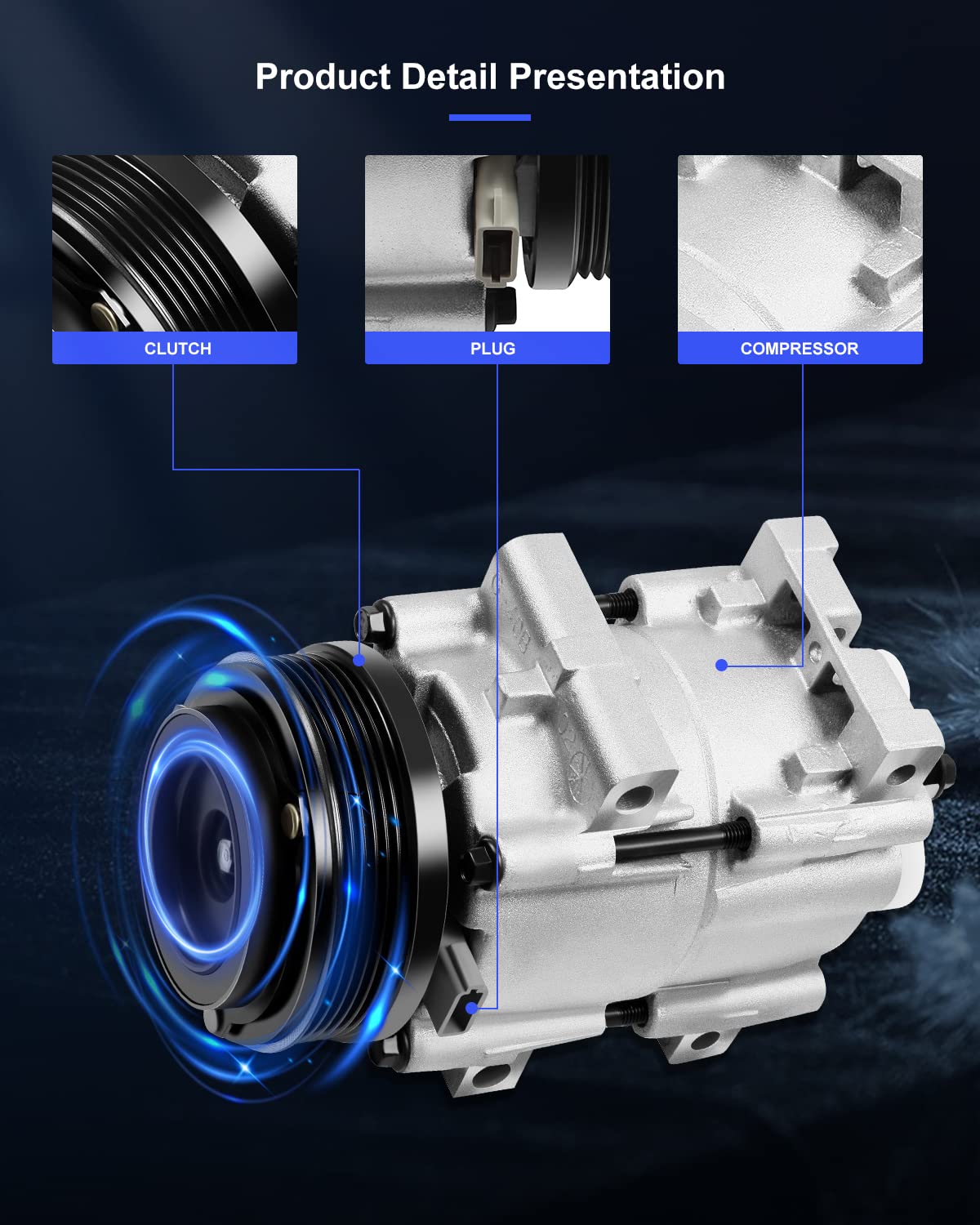 Eccpp Air Conditioning Compressor 2001-2007 For Ford Taurus 3.0L 2001-2005 For Mercury Sable 3.0L Ac Compressor