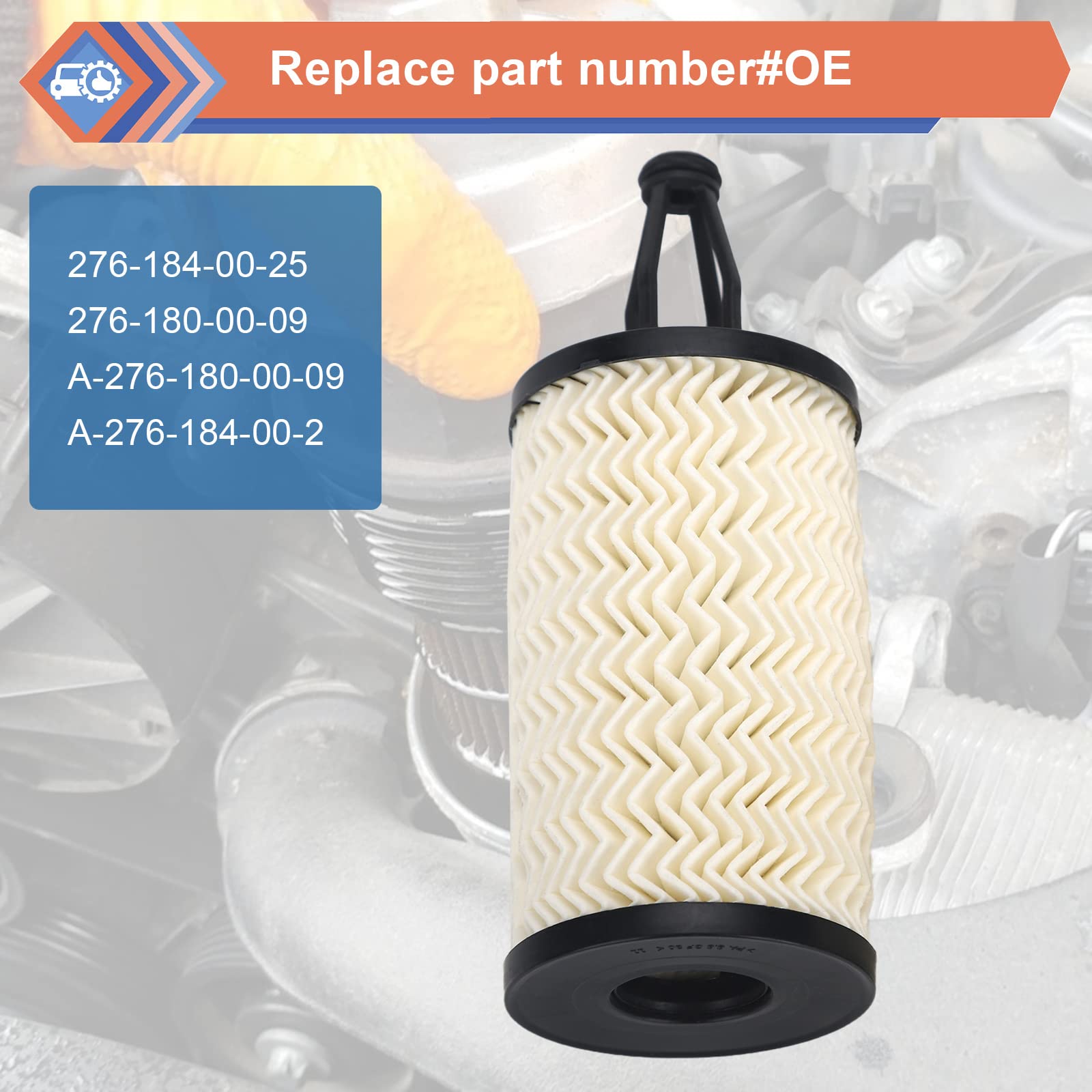 2 Pcs Engine Oil Filter Compatible With Mercedes-Benz Vehicle C, Cls, E, Cle, S, Ml, Sl Series, Replace #2761800009