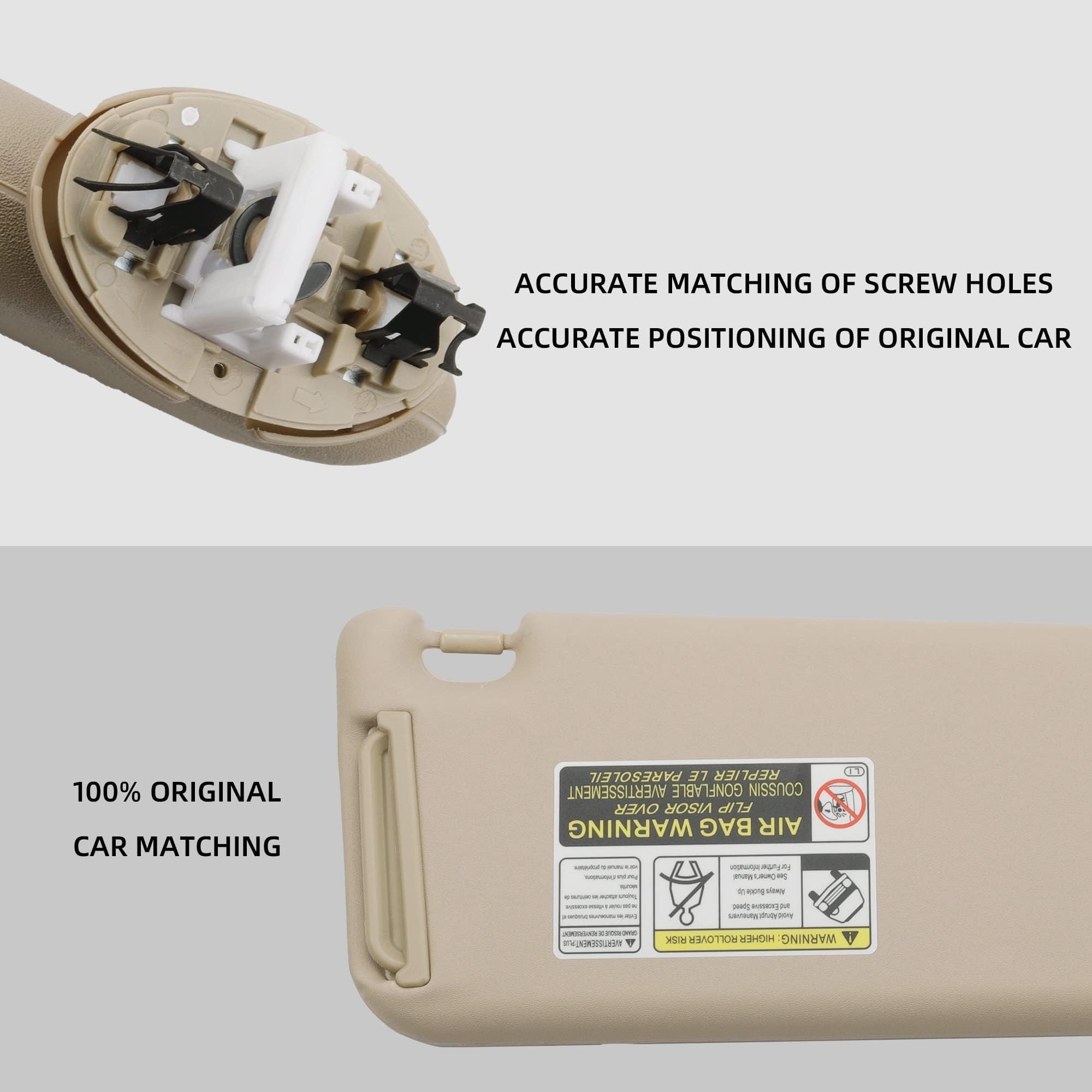 Dasbecan Front Left Driver Side Sun Visor With Vanity Light Compatible With Toyota Rav4 2006-2013 Replace 74320-42501-B3 (Beige)