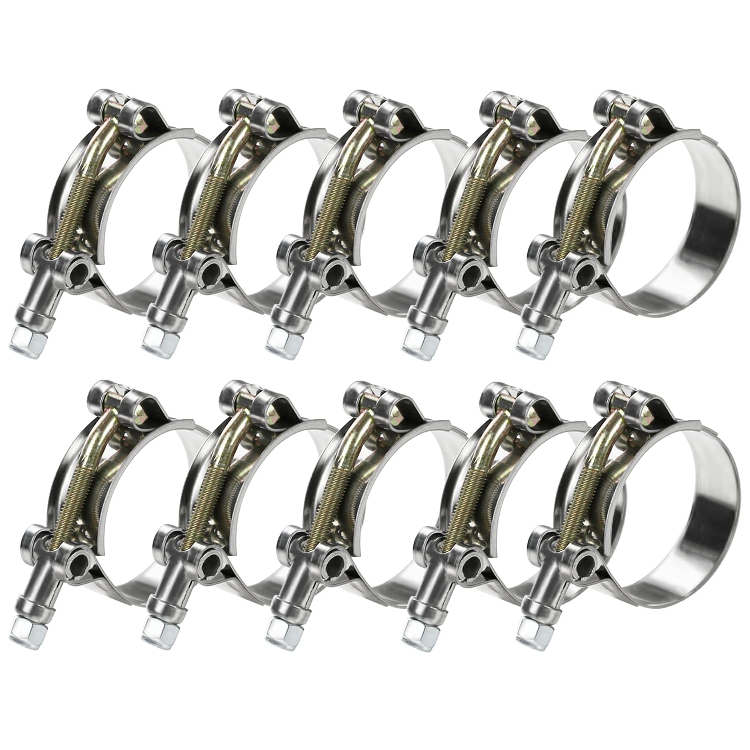 Peromi 10Pack T Bolt Hose Clamp 51-57Mm For 1.75 '' Hose Id, Stainless Steel Radiator Heavy Duty Hose Clamp Intake Clamp