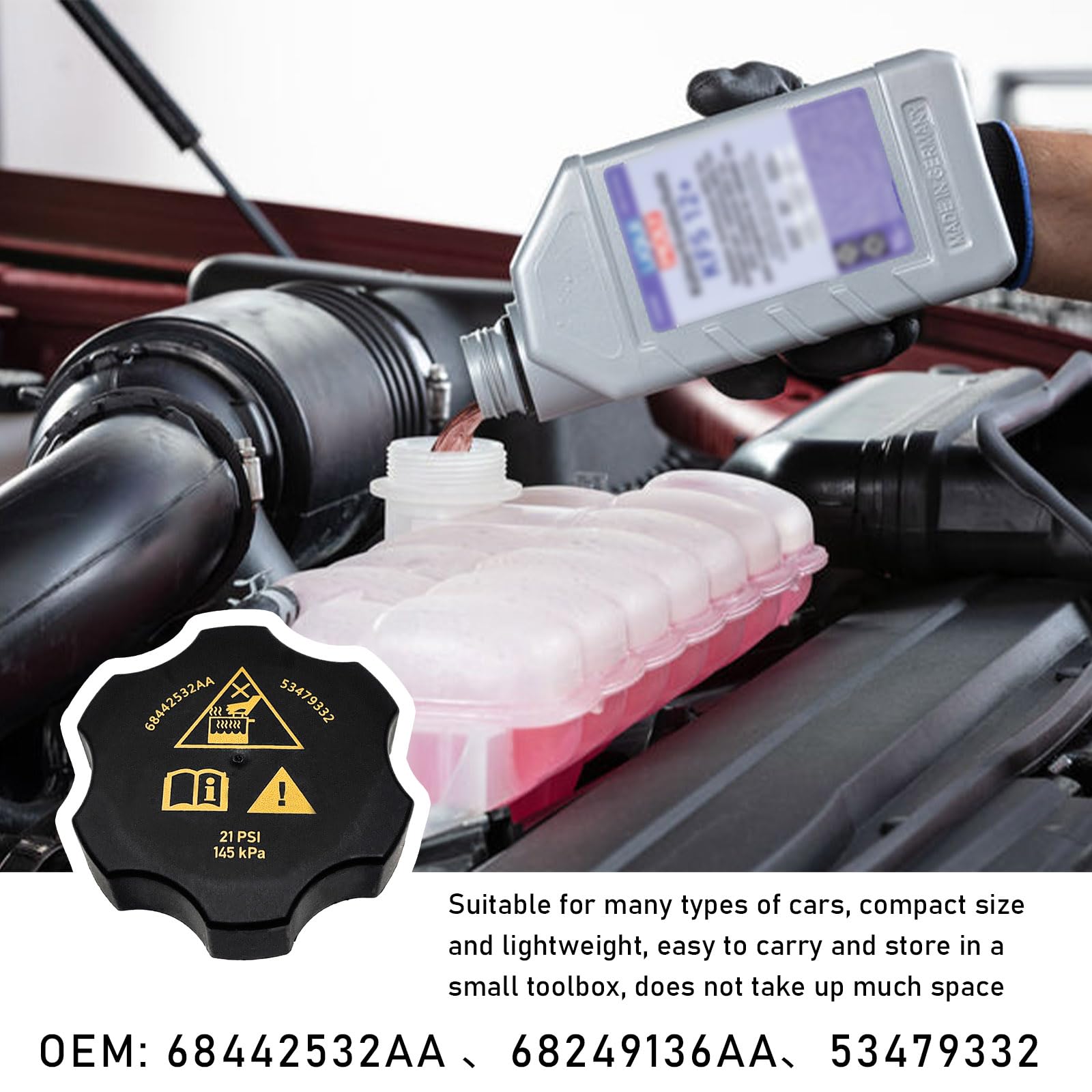 Sylvil Car Radiator Coolant Reservoir Cap, Radiator Coolant Recovery Cap Replacement Compatible with Ram 2013-2021, Durango 2016