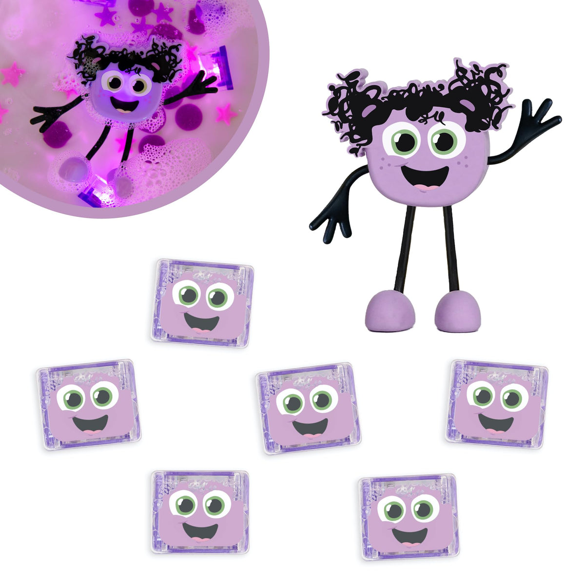 New Glo Pals Lumi Water-Activated Bath Toy With 6 Reusable Light-Up Cubes For Sensory Play