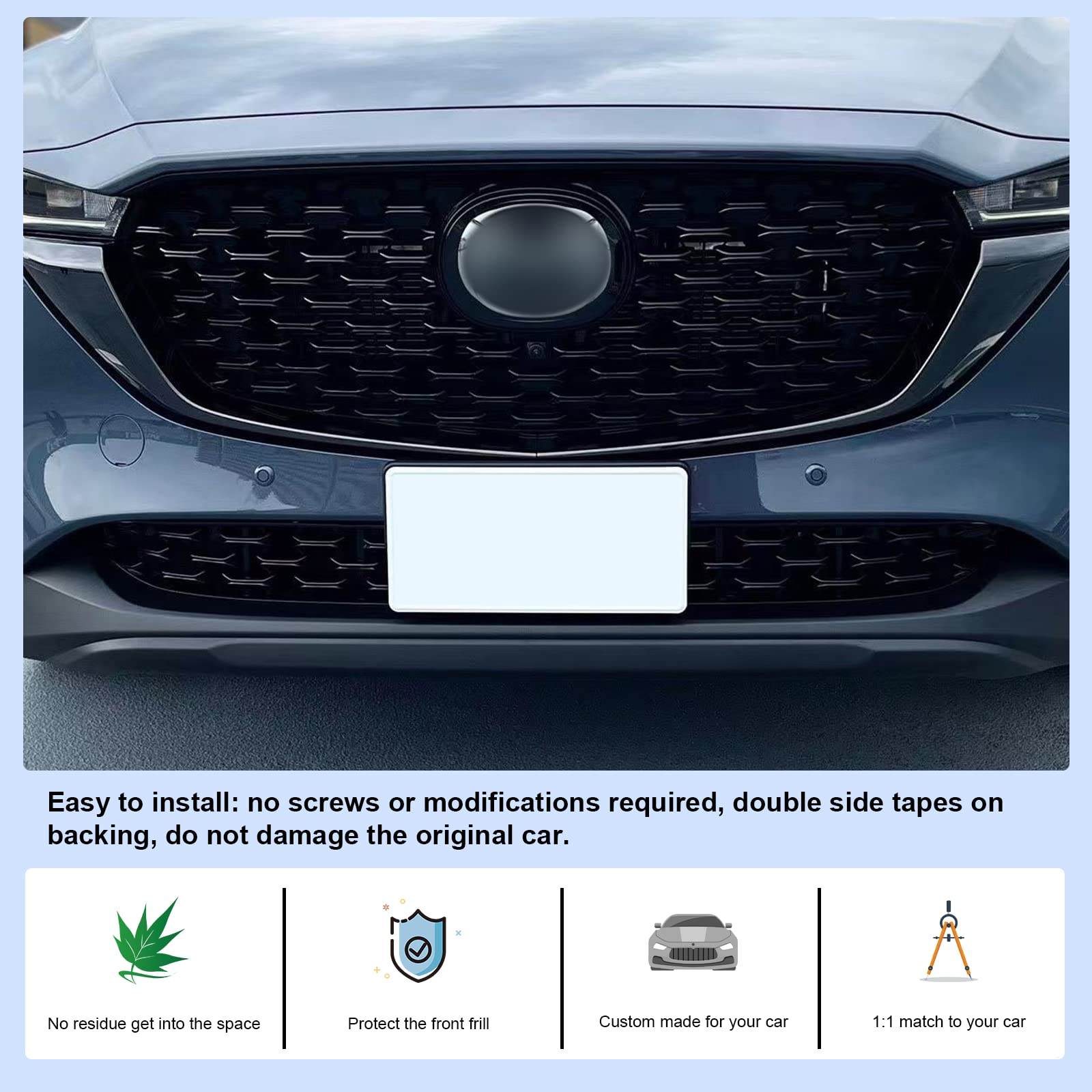 Cdefg 2024 2025 Cx-5 Front Grill Mesh Inserts Trims Front Grille Guard Compatible With 2022-2024 2025 Mazda Cx-5 Car Exterior Accessories Abs Material 2024 2025 Cx-5 Accessories(2Pcs)