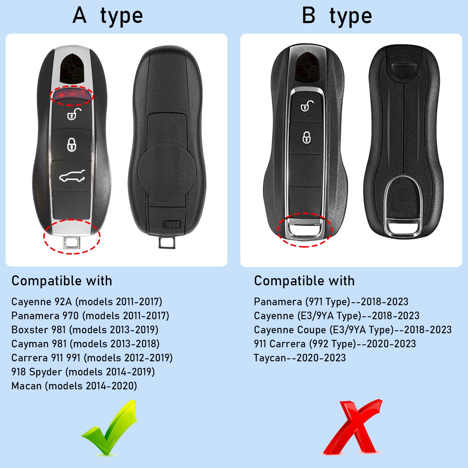 Jaronx Compatible With Porsche Key Fob Cover, Key Cover Compatible With Porsche Cayenne Panamera Macan Cayman 911 Key Fob Cover Key Shell Compatible With Porsche Key Accessories (Amethyst Metallic)