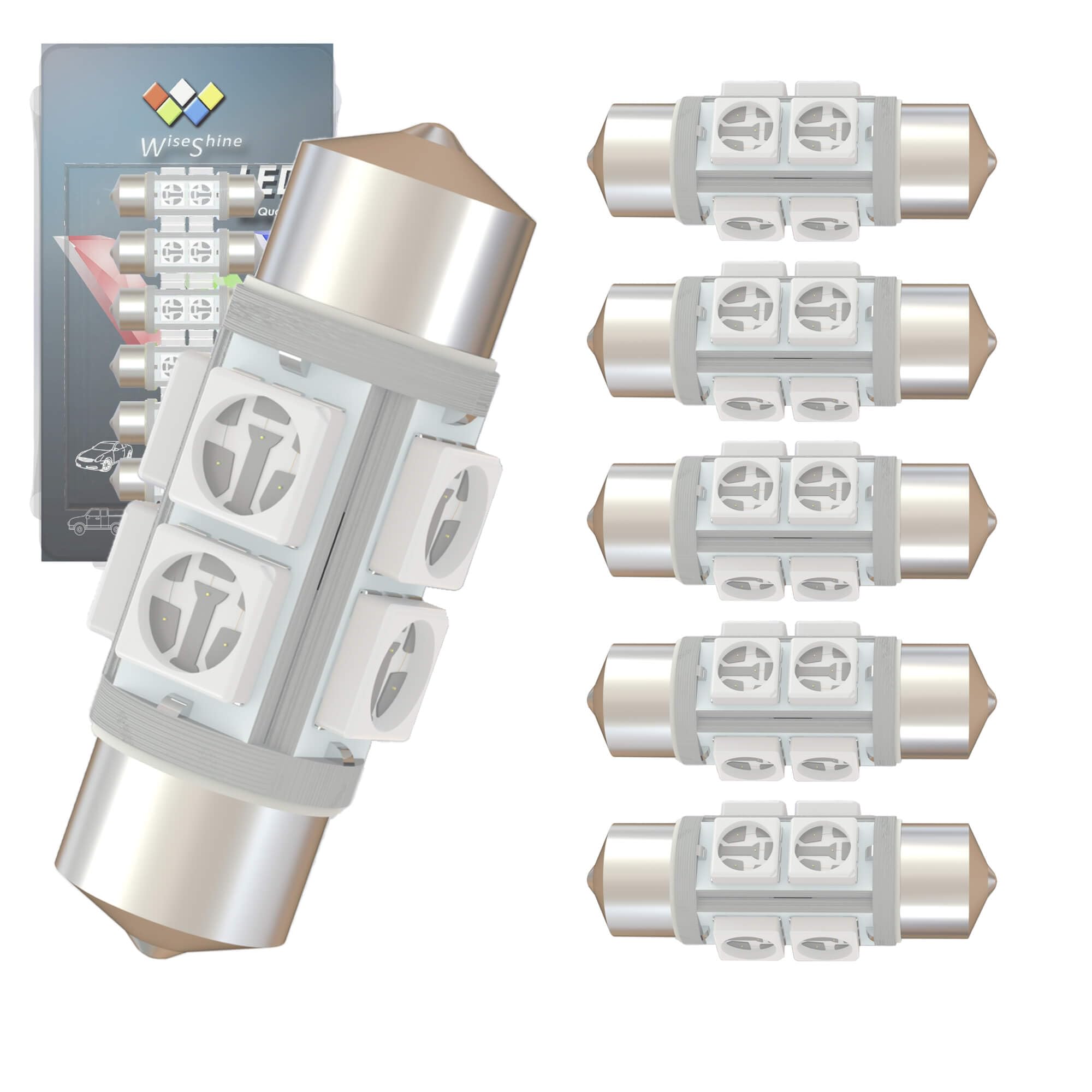 Wiseshine DC 24V 36mm Festoon Dome LED Bulb Blue 6418 6411 C5W DE3423 LED Bulbs for Truck Interior Dome Trunk Lights (Pack 6)