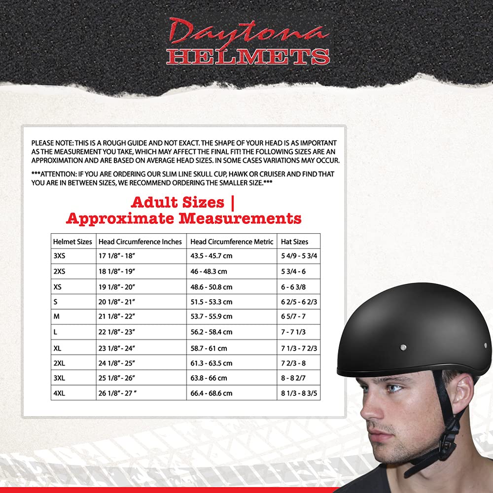 Daytona Helmets Half Skull Cap Motorcycle Helmet Dot Approved [Dull Black] [Xl]
