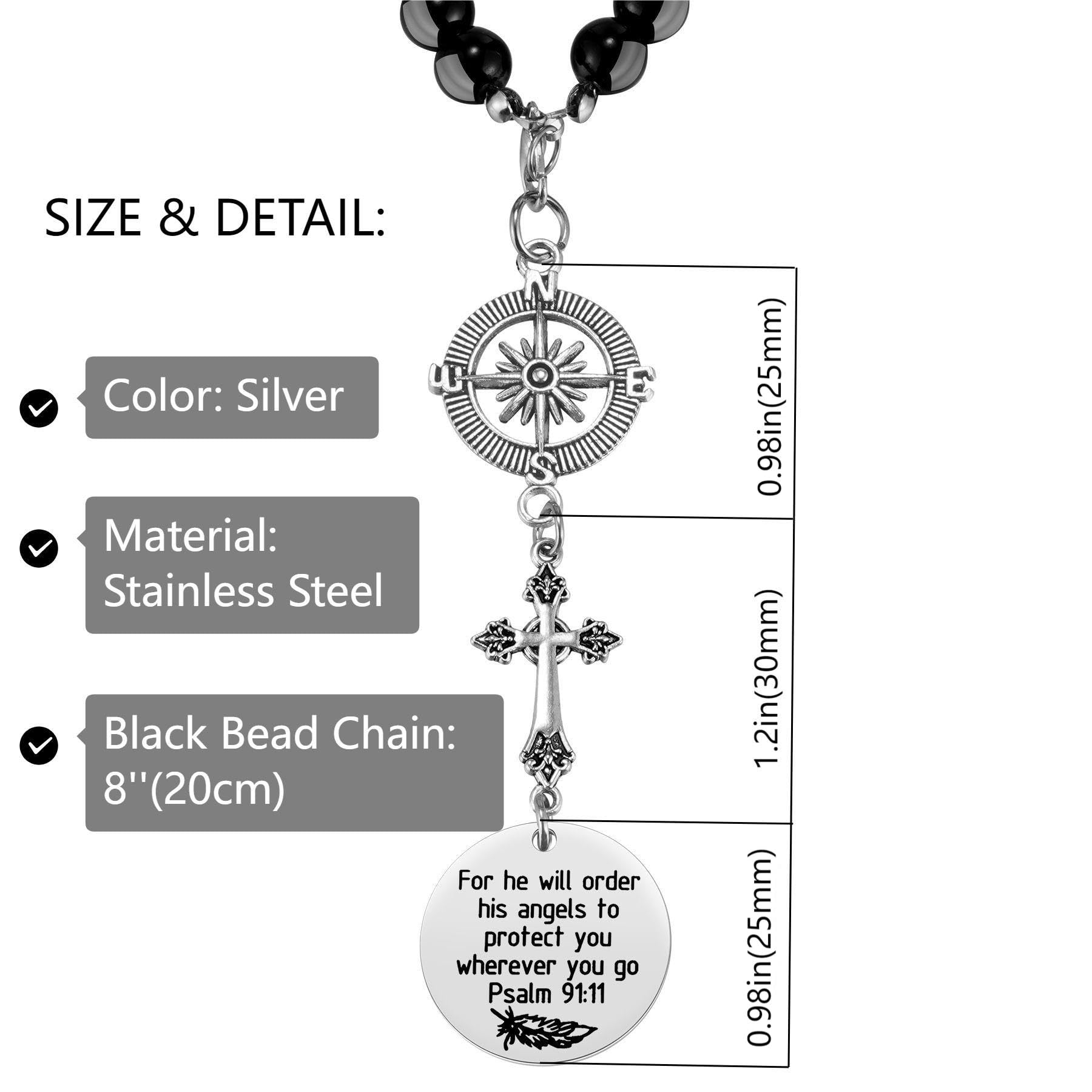 Cross Car Charm, for He Will Order His Angels to Protect You Wherever You Will Go, Rear View Mirror Car Charm, Psalm 91:11, Bibl