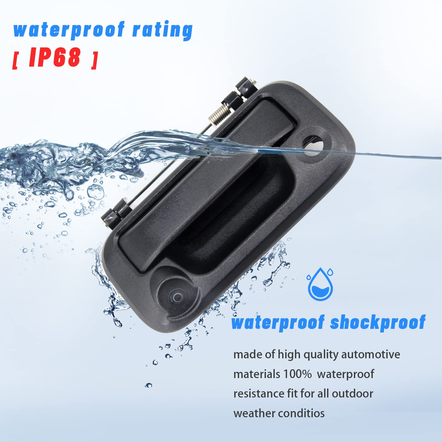 FEXON Backup Tailgate Handle with Reverse Camera for Ford F150 2005-2014, F250 F350 F450 F550 2008-2016 - Enhanced Safety & Visibility