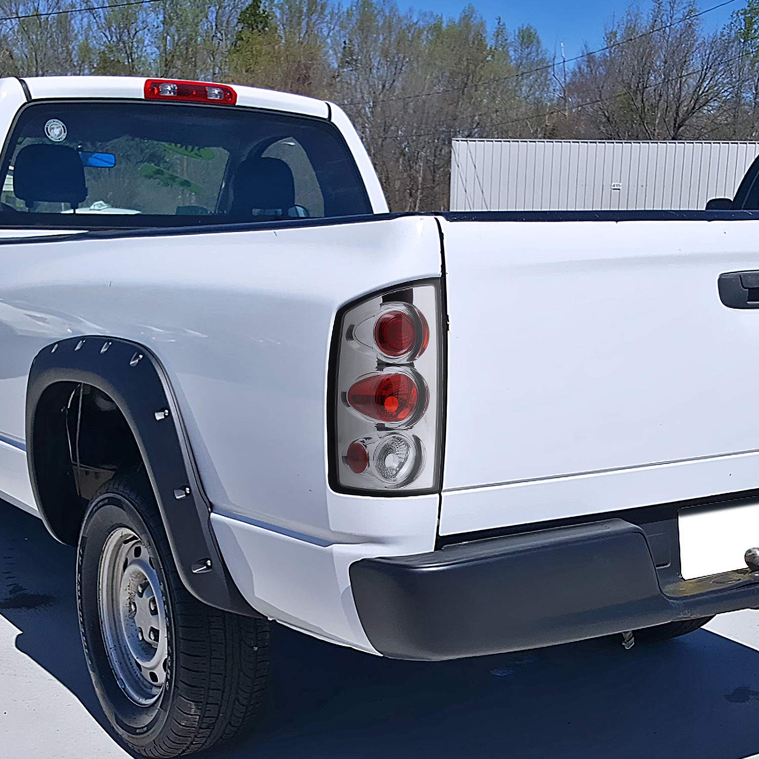 Spec-D Tuning Chrome Housing Clear Lens Tail Lights Compatible with 2002-2006 Dodge Ram 1500/2500/3500, Left + Right Pair Assembly