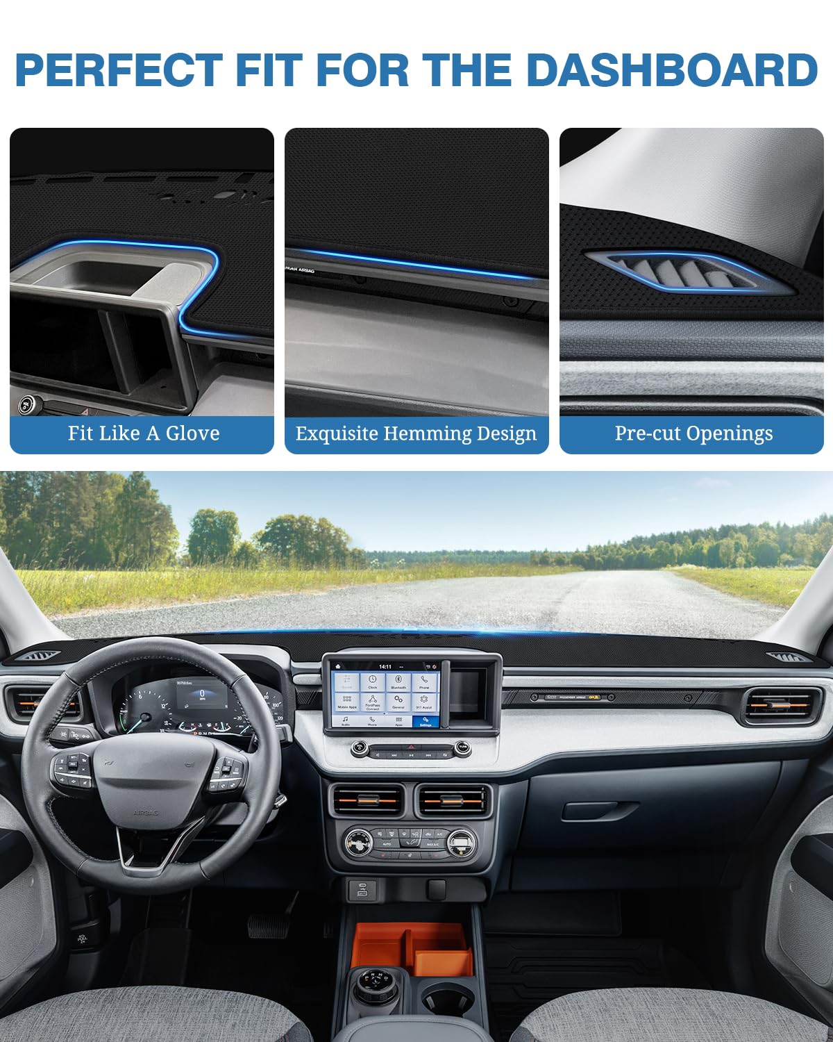 Fiilines Dash Cover For Ford Maverick 2022-2025, Dashboard Cover Mat For Maverick Accessories Sunshade Nonslip Mesh Protector No