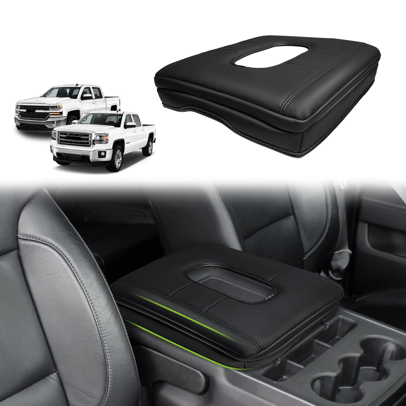 Muslogy Center Console Armrest Cover For Chevy Silverado & Gmc Sierra 1500 2500 3500Hd 2014-2018 Comfort Armrest Pad Arm Rest Cu