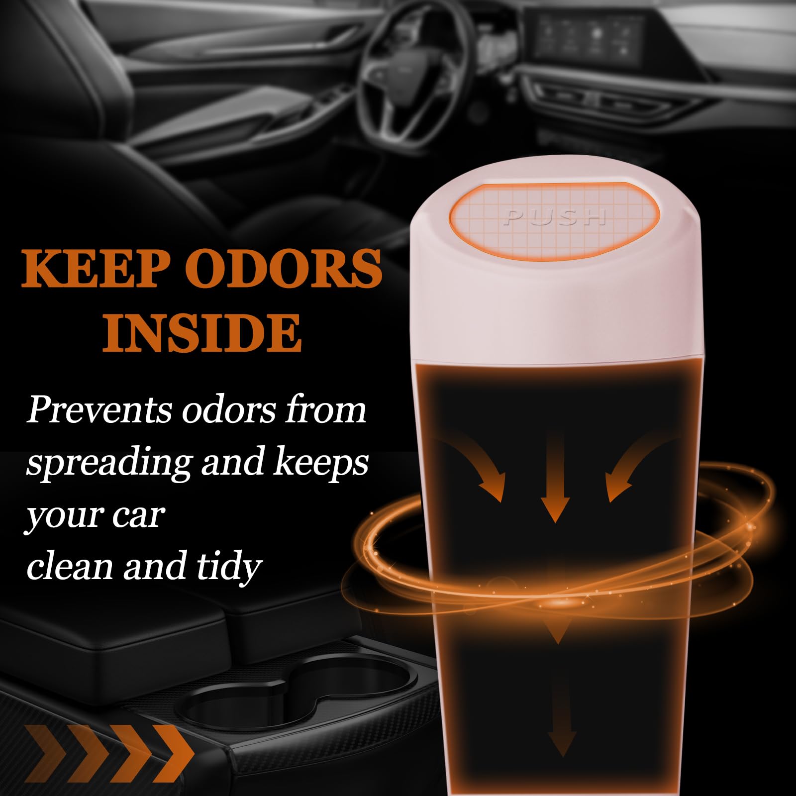 Xiaoniu Car Trash Can With Lid-2Pack, Leakproof Garbage Can With 80 Attached Trash Bags, Mini Essential Car Accessories For Inte