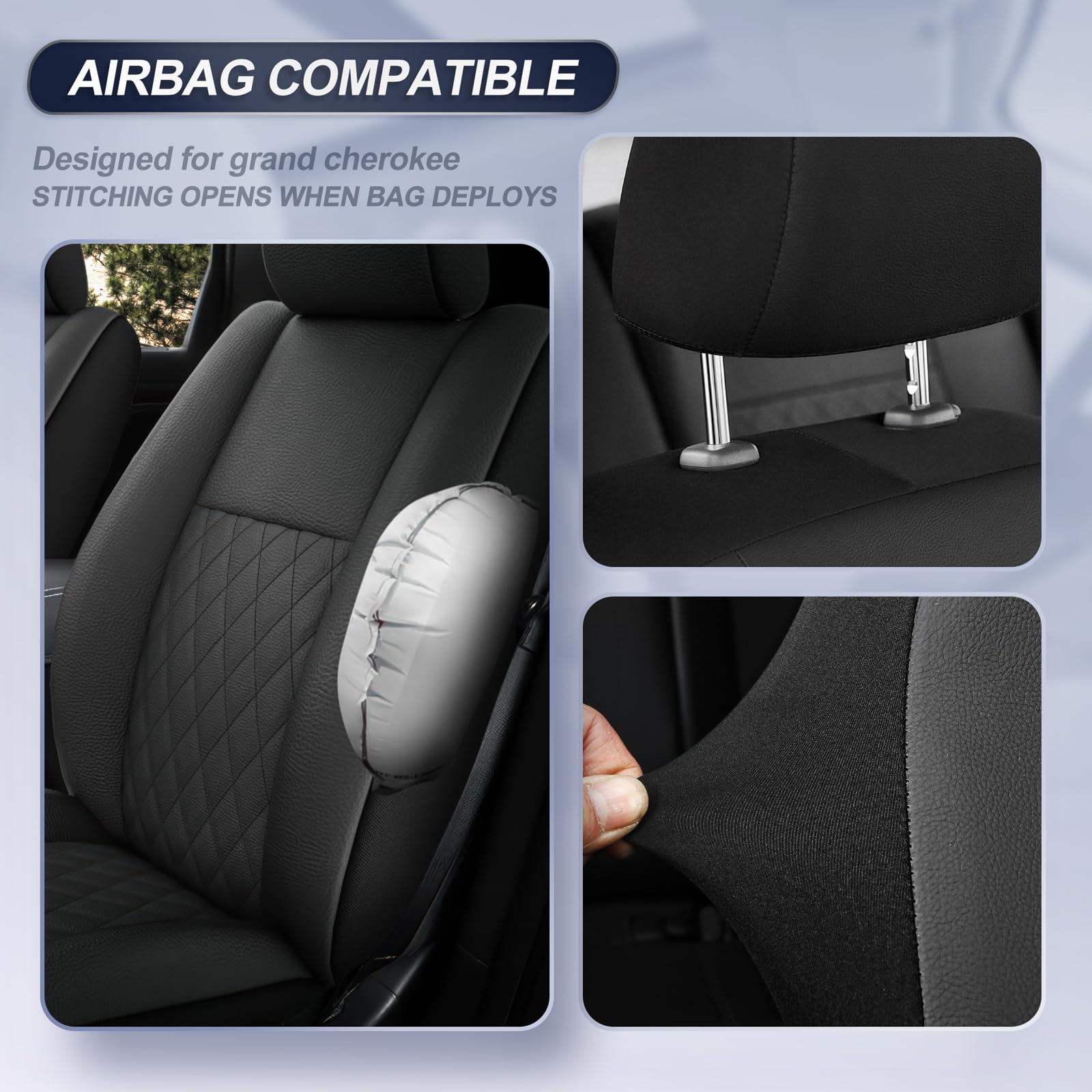 Giant Panda Front Faux Leather Seat Covers Custom Fit For Jeep Grand Cherokee Wk2 2011-2021 Laredo Limited Overland Altitude Sum