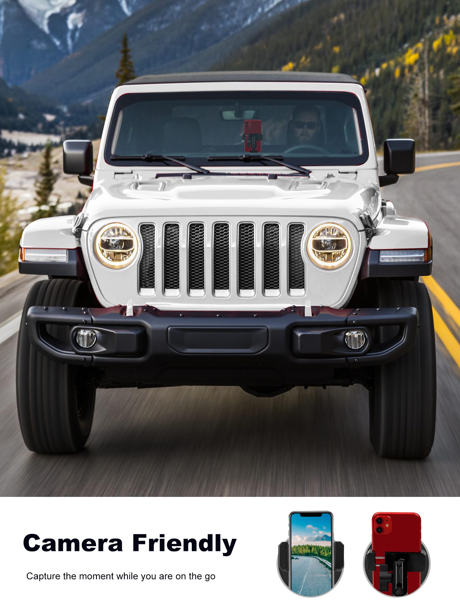 Nilkatss Upgraded Aluminum Alloy Phone Mount for Jeep Wrangler 2018-2023 JL JLU 4xe & 2020-23 Gladiator JT, Wrangler Phone Holde