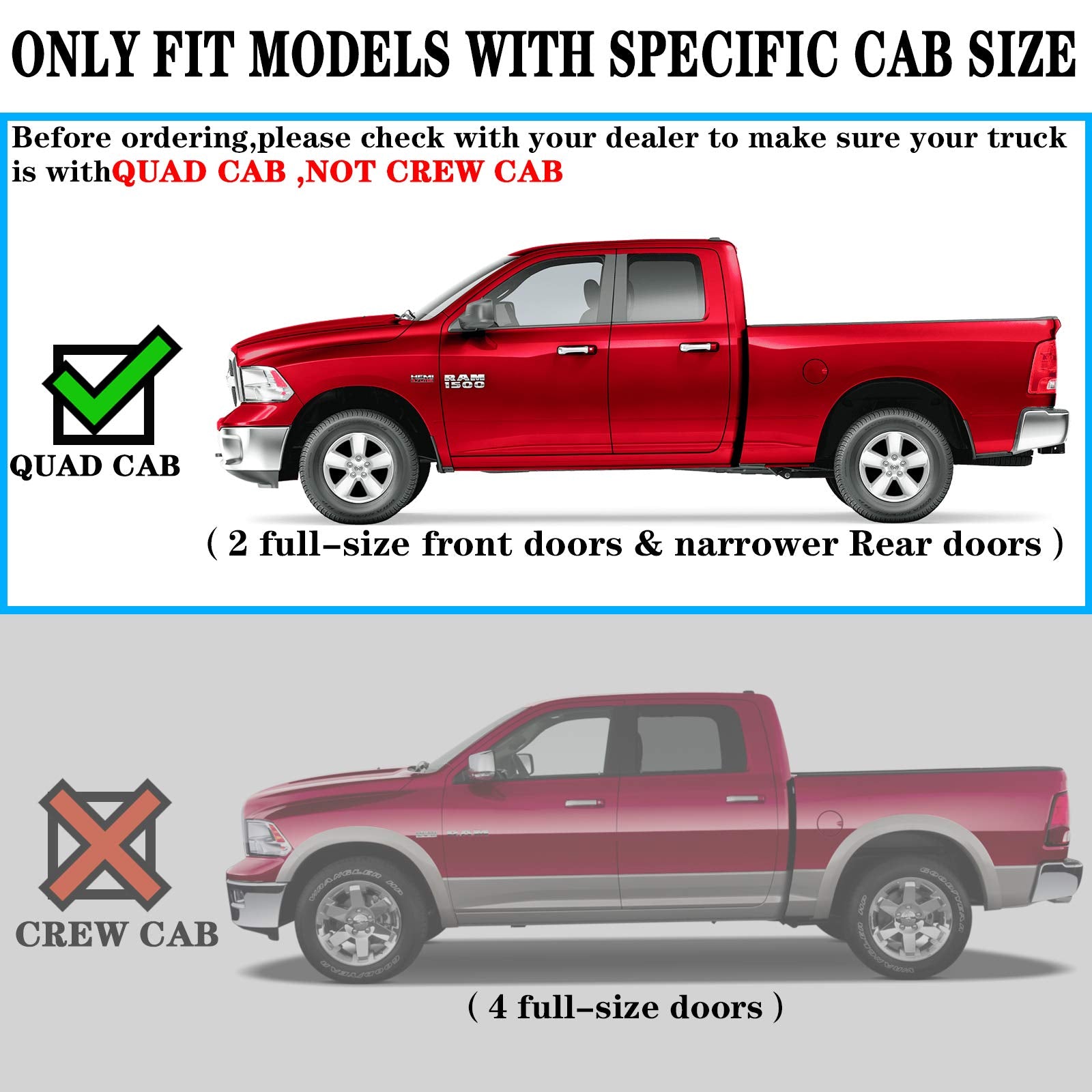 Comnova 6 Inches Running Boards For 2009-2018 Dodge Ram 1500 Quad Cab(Including 2019-2023 Classic)/10-23 Ram 2500/3500, Running Boards & Steps For A Dodge Ram 1500