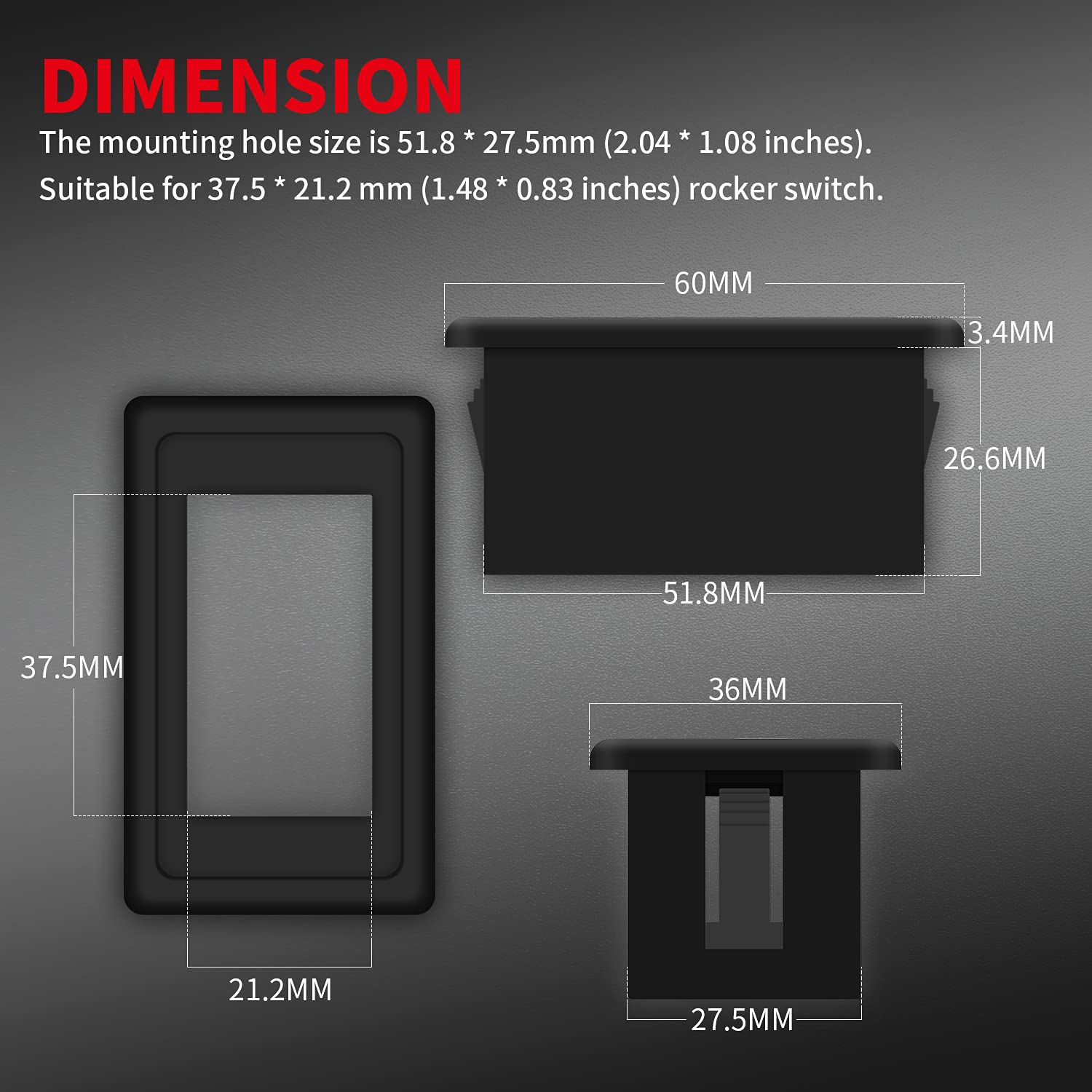 Daiertek 1-Slot Rocker Switch Panel Housing Holder Black Plastic Single Mount Marine Toggle Switch Mounting Panel For Vehicles Automotive Car 4X4 Suv Atv Utv Marine Boat -2Pack