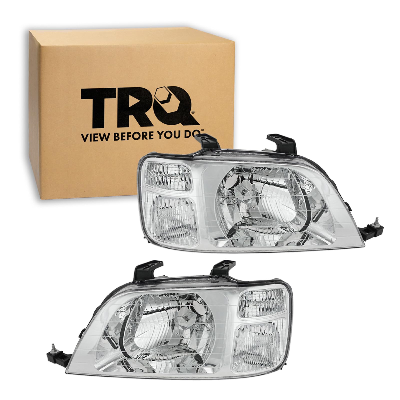 Trq Driver & Passenger Side Headlight Assembly Set Headlights Driver & Passenger Side Compatible With 1997-2001 Honda Cr-V Ho250