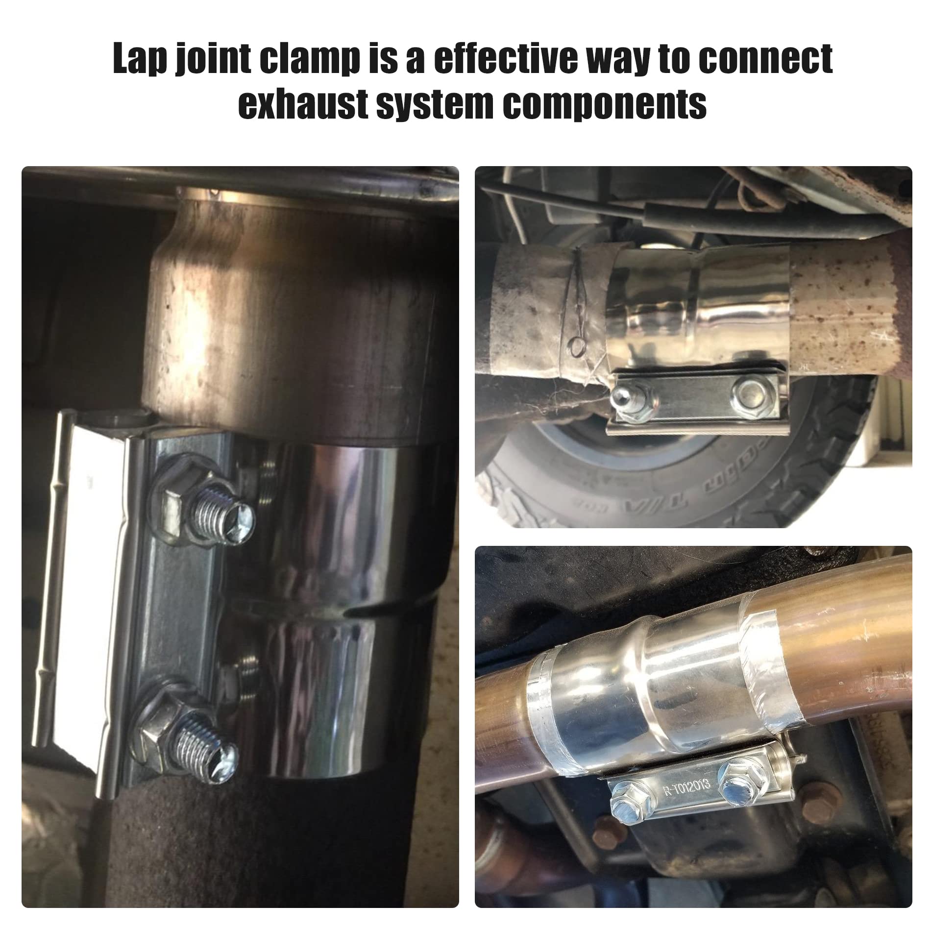 Evil Energy 2.25 Inch Exhaust Clamp, Lap Joint Band Clamp Stainless Steel 4Pcs