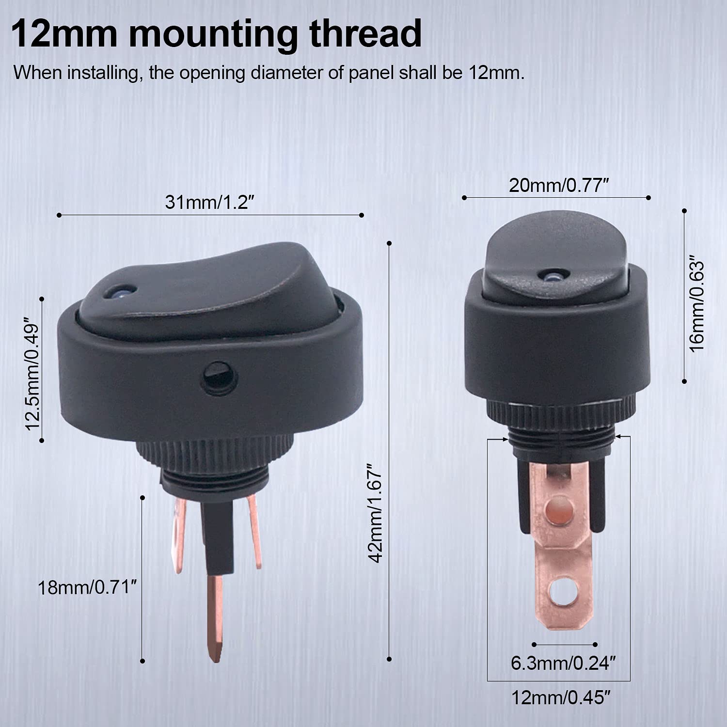 Twidec/4Pcs Led Lighted Rocker Switch Toggle 12V 30A Spst 3 Pin On-Off 4 Colour Round Dot Switch For Car Boat Marine Asw-20D-4C