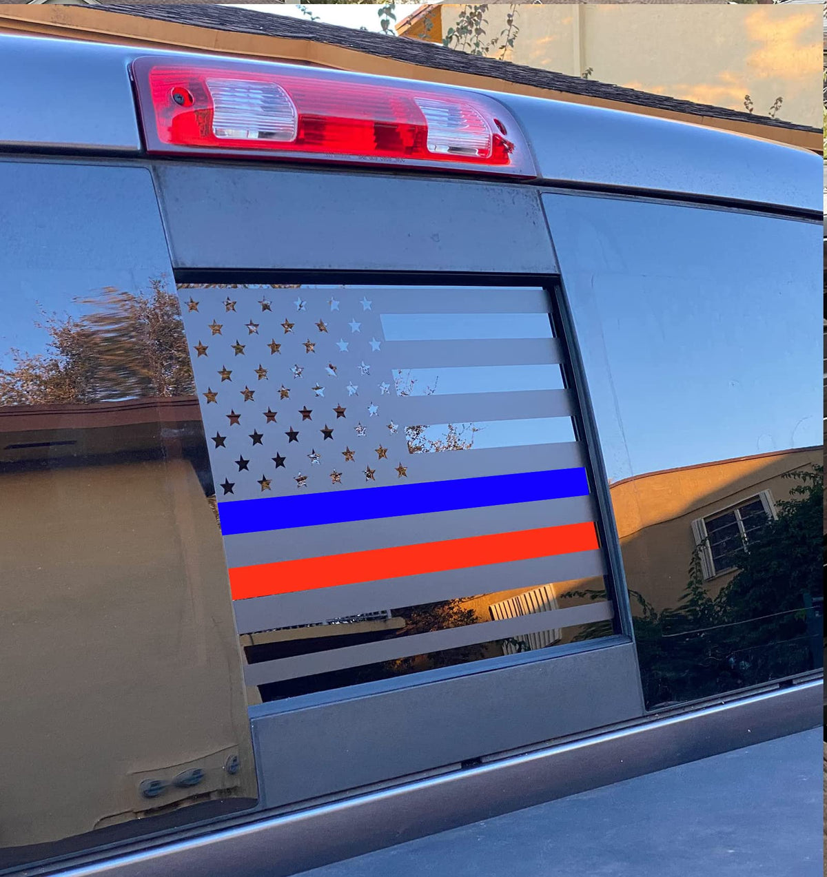 Xinghe For Dodge Ram 2009 To 2024, American Flag Decals Stickers For Truck Back Middle Window, Matte Black Usa Flag Decal