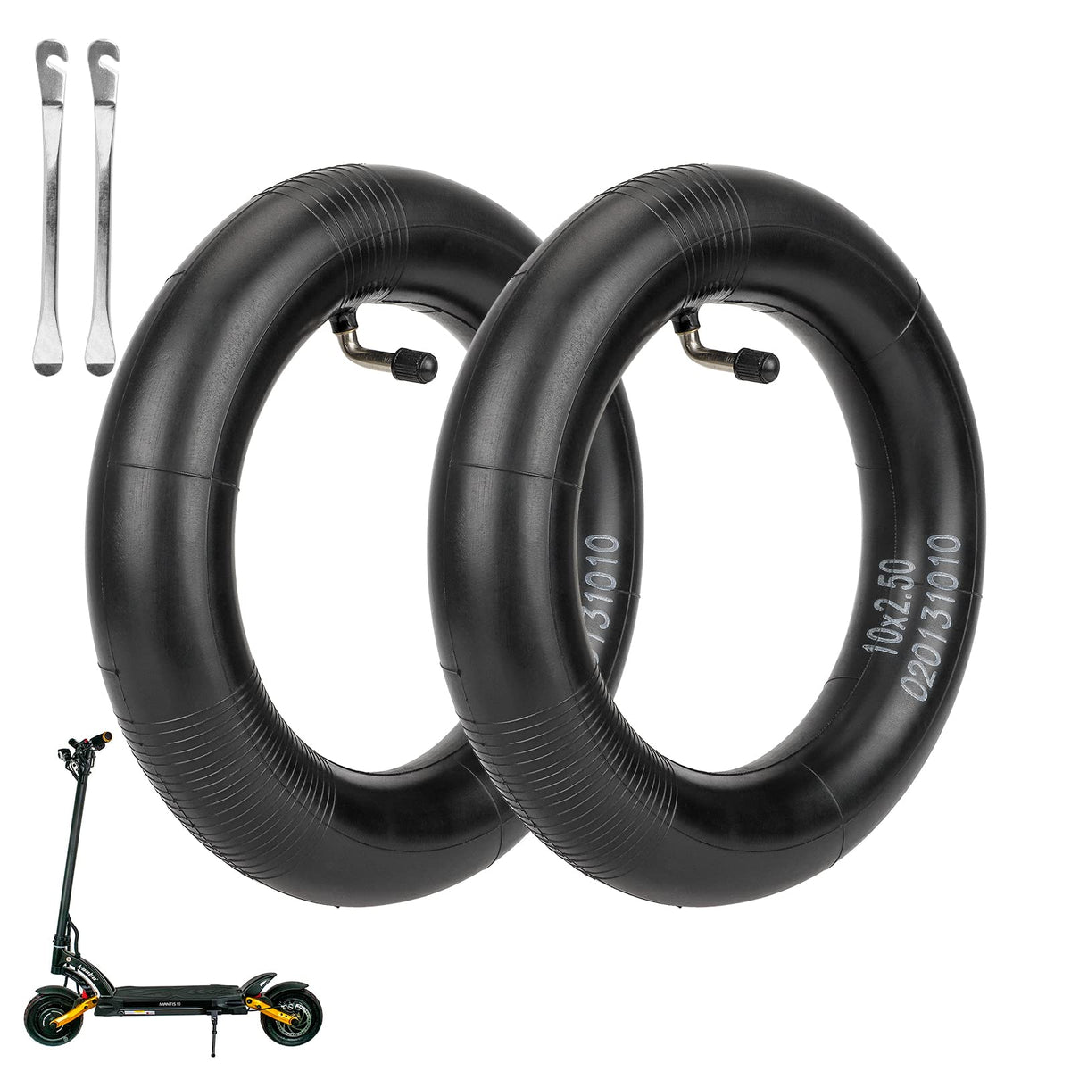 ulip (2 Pack 10x2.5 Replacement Inner Tubes with 90 Degree for Nanrobot D4 Plus D6+ Gotrax Gmax Ultra Mantis 10 Pro SE Kugoo M4 