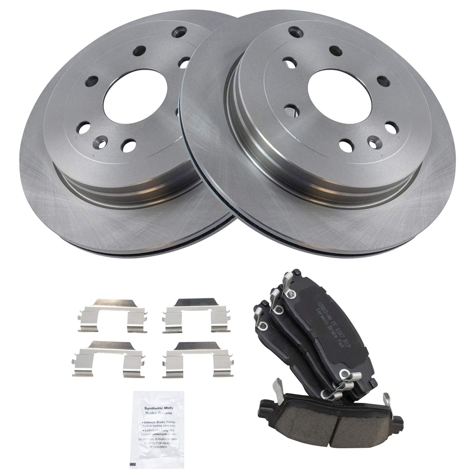 Trq Rear Brake Pad & Rotor Kit Brake Pads Brake Rotor Ceramic Compatible With 2008-2017 Buick Enclave 2009-2017 Chevrolet Traver